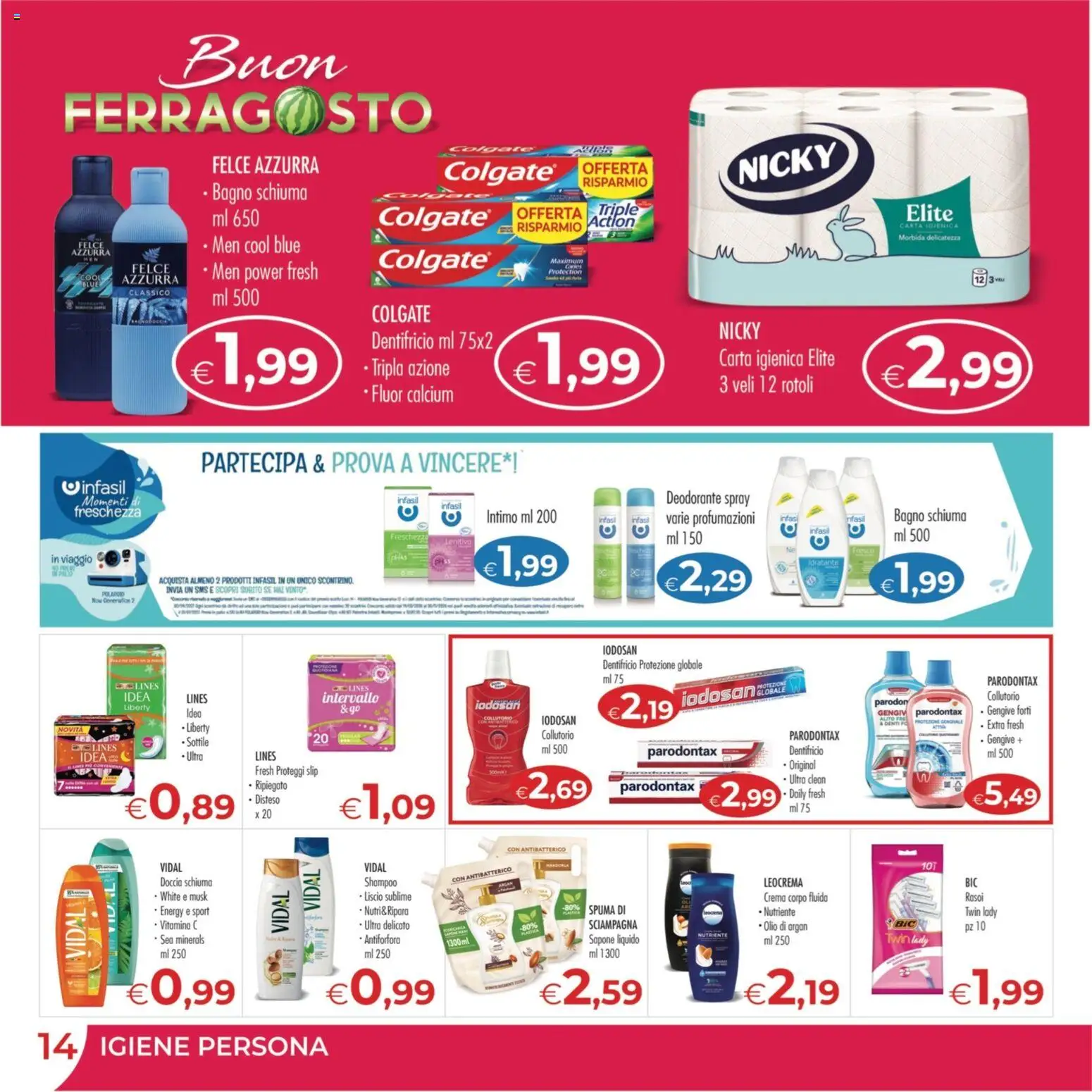 Volantino MerSi Supermercati del 12/08/2026 | Pagina: 14 | Prodotti: Schiuma, Carta igienica, Intimo, Mandorle