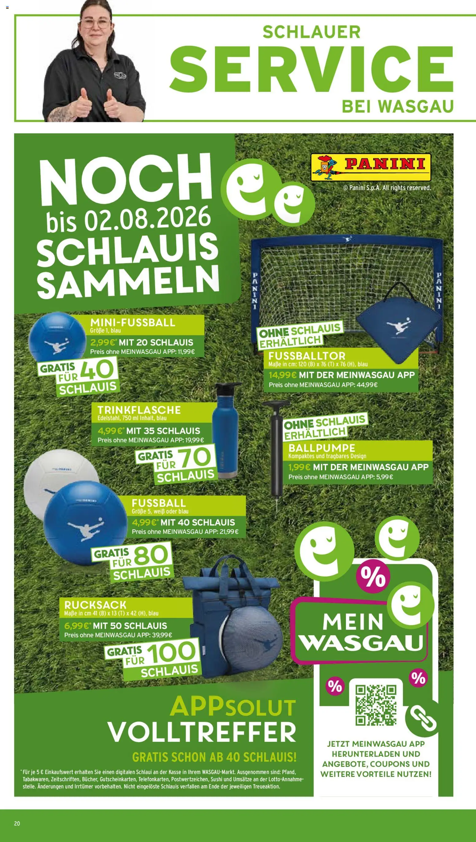 Wasgau Prospekt – gültig ab 20.07.2026 | Seite: 20 | Produkte: Fußball, Rucksack