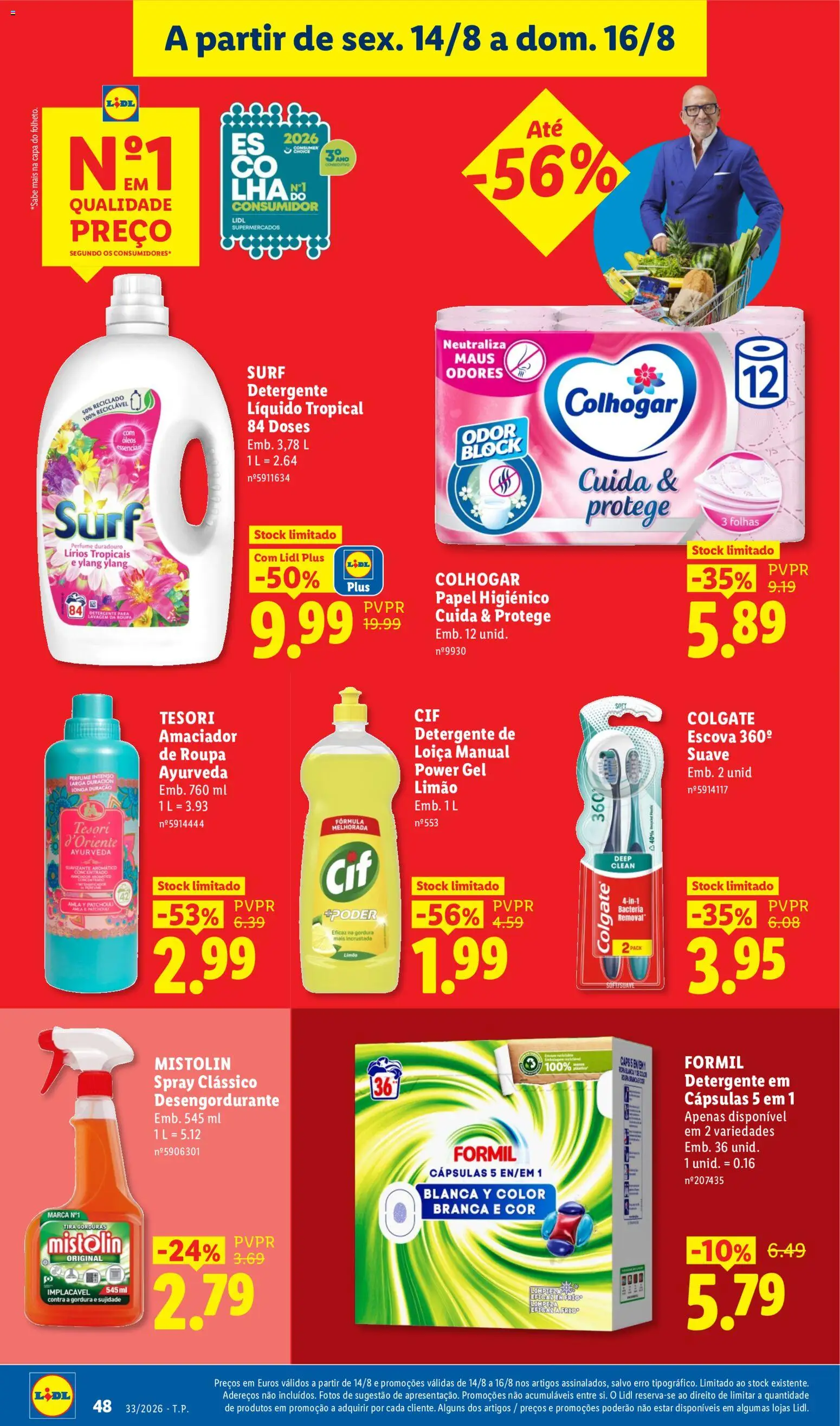 Lidl folheto │ válido de 10/08/2026 | Página: 48 | Produtos: Papel higiénico, Amaciador de roupa, Detergente, Cápsulas