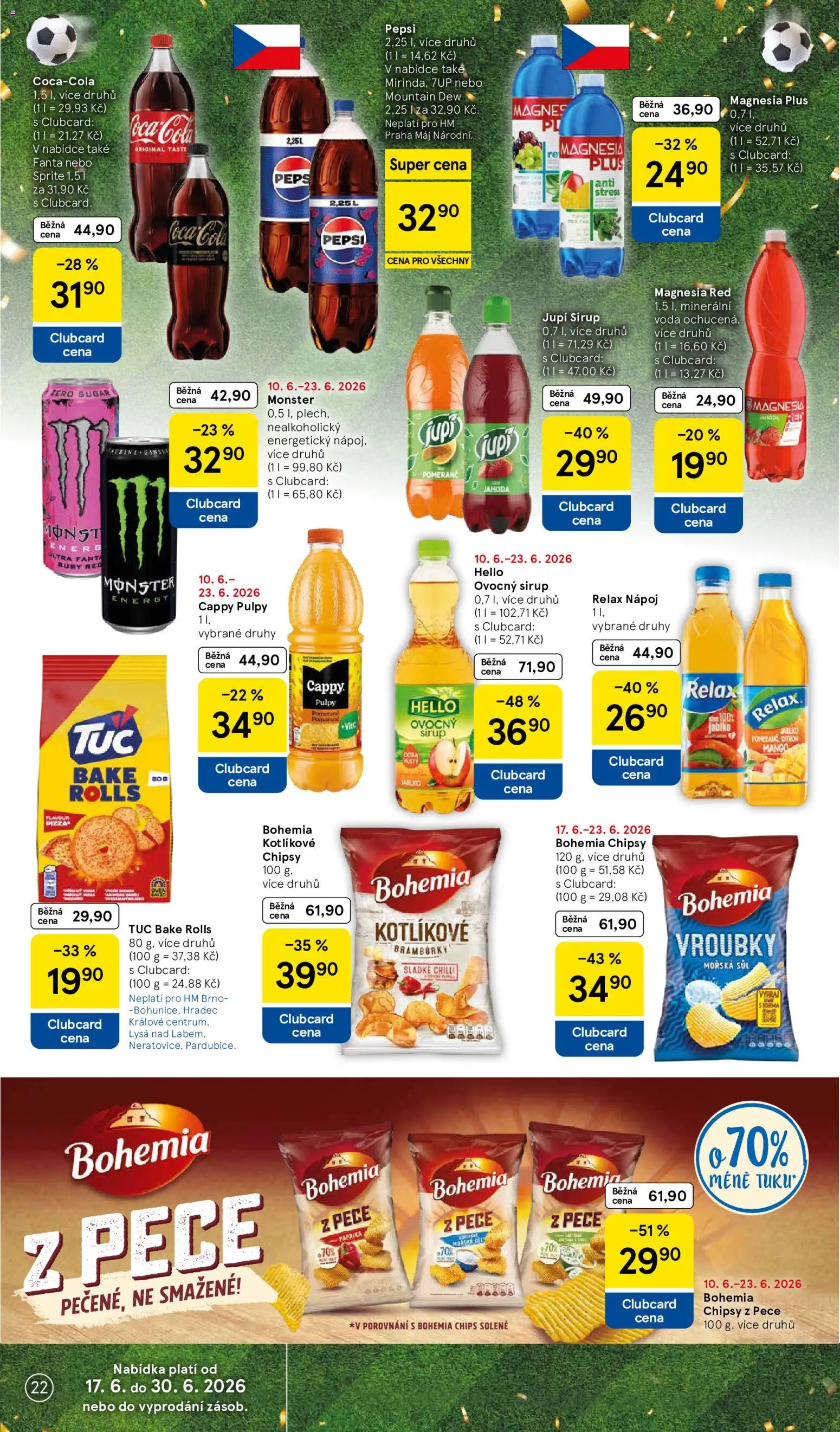 Tesco leták - Hypermarket od 17.06.2026 | Strana: 22 | Produkty: Bramburky, Magnesia, Sprite, Minerální voda