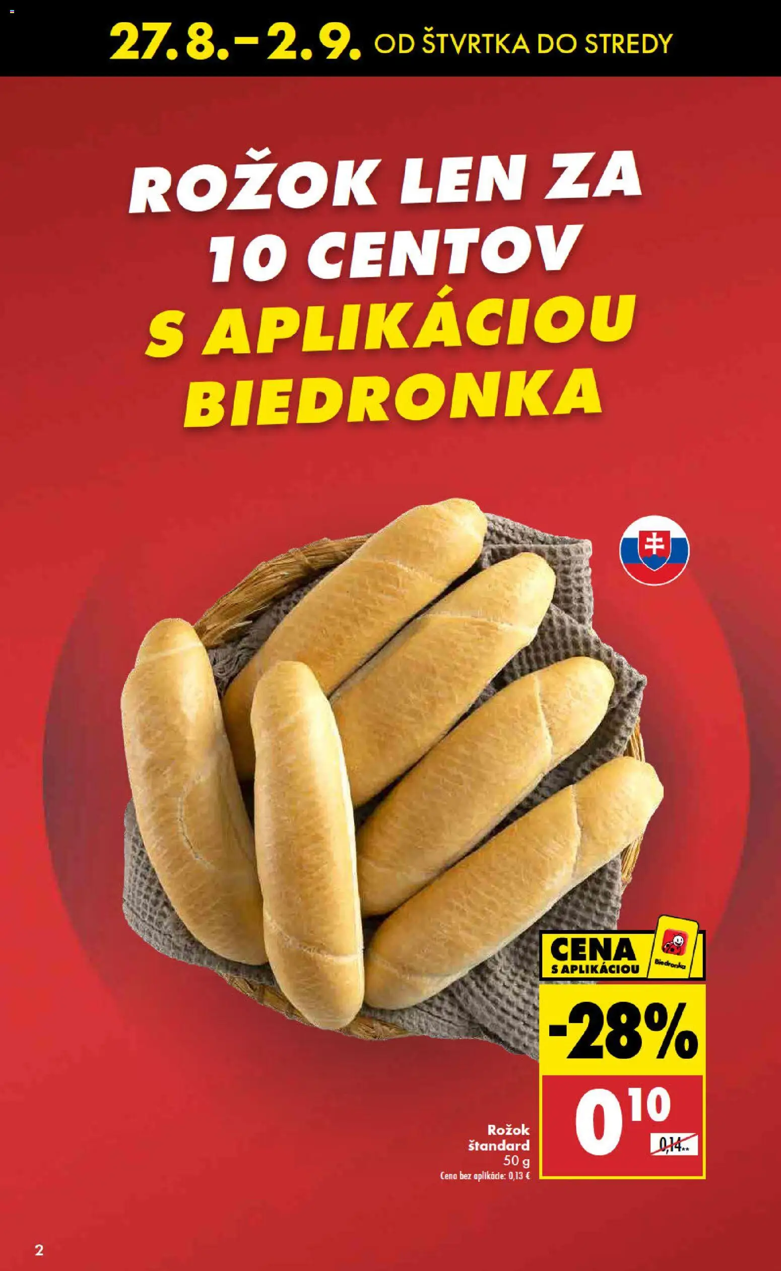 Nové Biedronka akcie – leták je platný od 27.08.2026 | Strana: 2 | Produkty: Rožok
