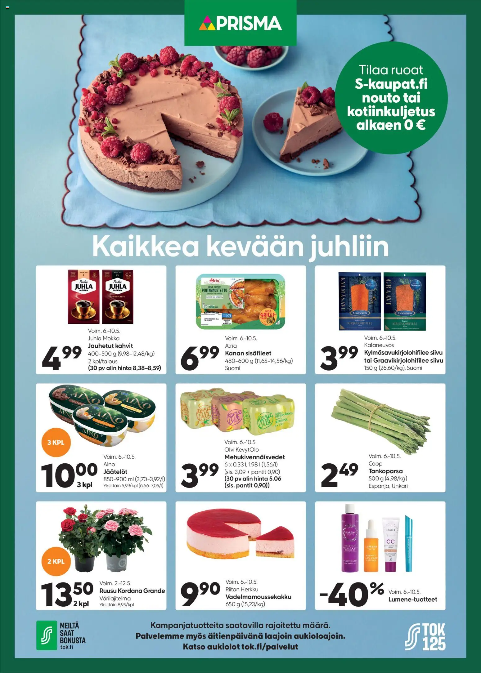 Prisma tarjoukset - Kaikkea kevään juhliin – voimassa 06.10.2026 alkaen | Sivu: 1 | Tuotteet: Juhla Mokka, Mousse