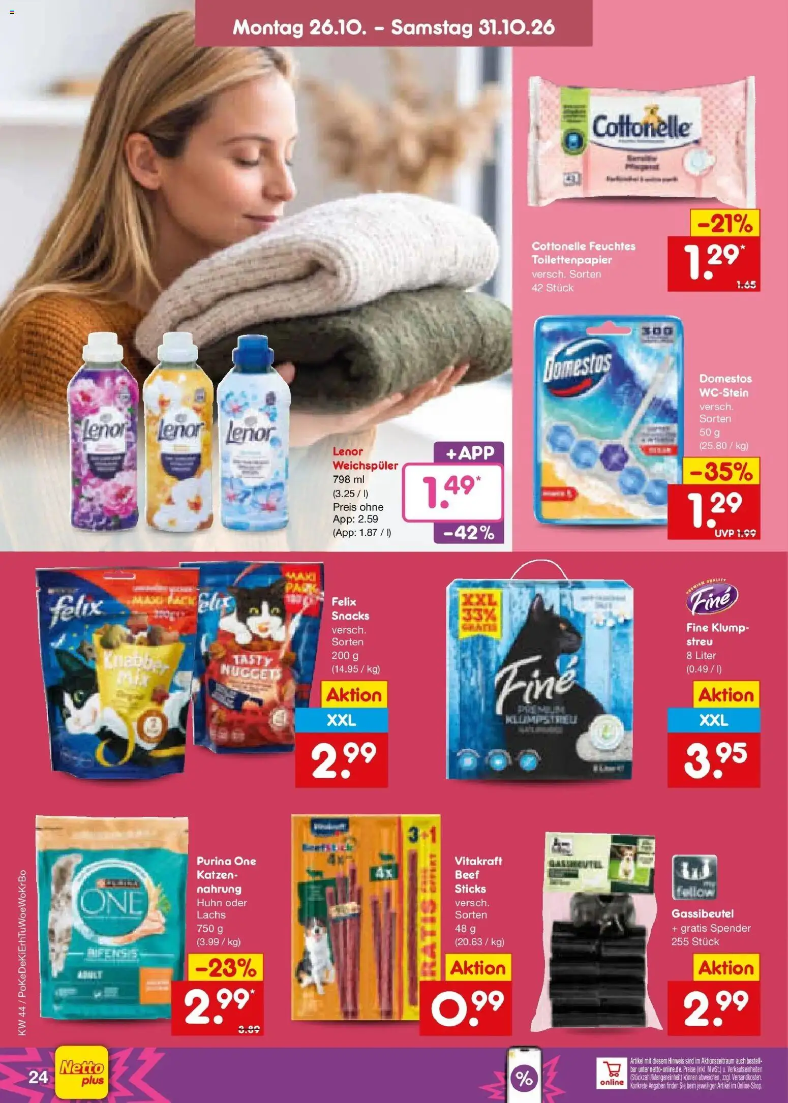 Netto Marken-Discount Prospekt Mauern – gültig ab 26.10.2026 | Seite: 32 | Produkte: Purina one, Lenor, Weichspüler, Toilettenpapier