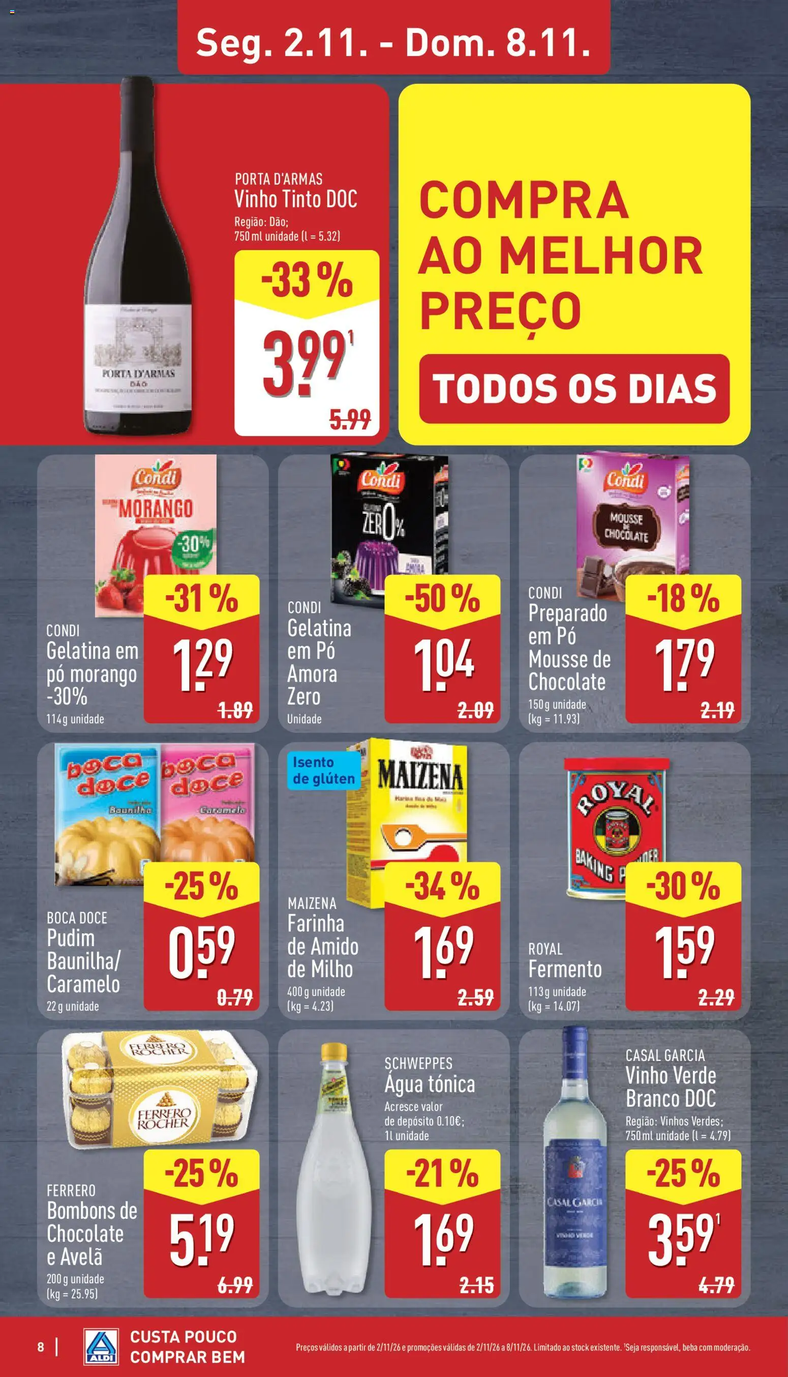 Aldi folheto │ válido de 02/11/2026 | Página: 8 | Produtos: Chocolates, Chocolate, Vinho, Farinha