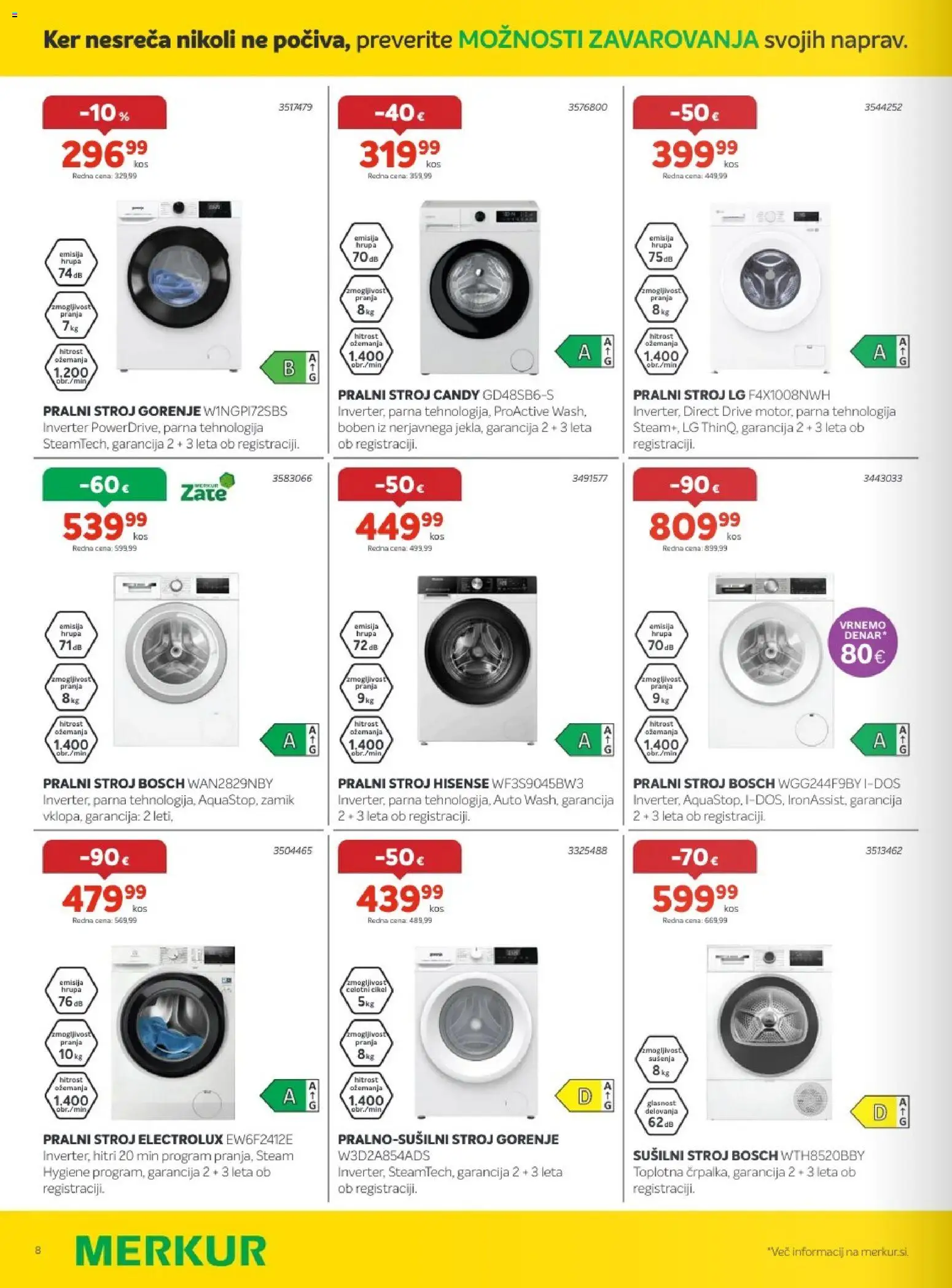 Novi Merkur katalog ponudbe – veljaven od 03.06.2026 | Stran: 8 | Izdelki: Pralni stroj, Susilni stroj