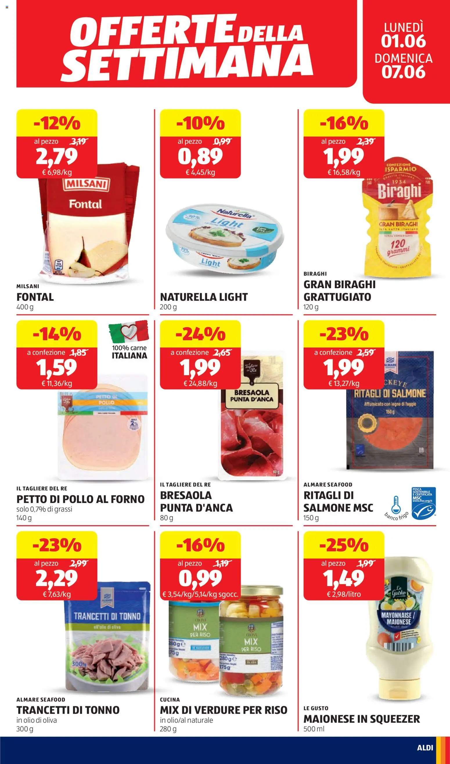 Volantino Aldi del 01.06.2026 | Pagina: 19 | Prodotti: Petto di Pollo, Latte, Tagliere, Forno