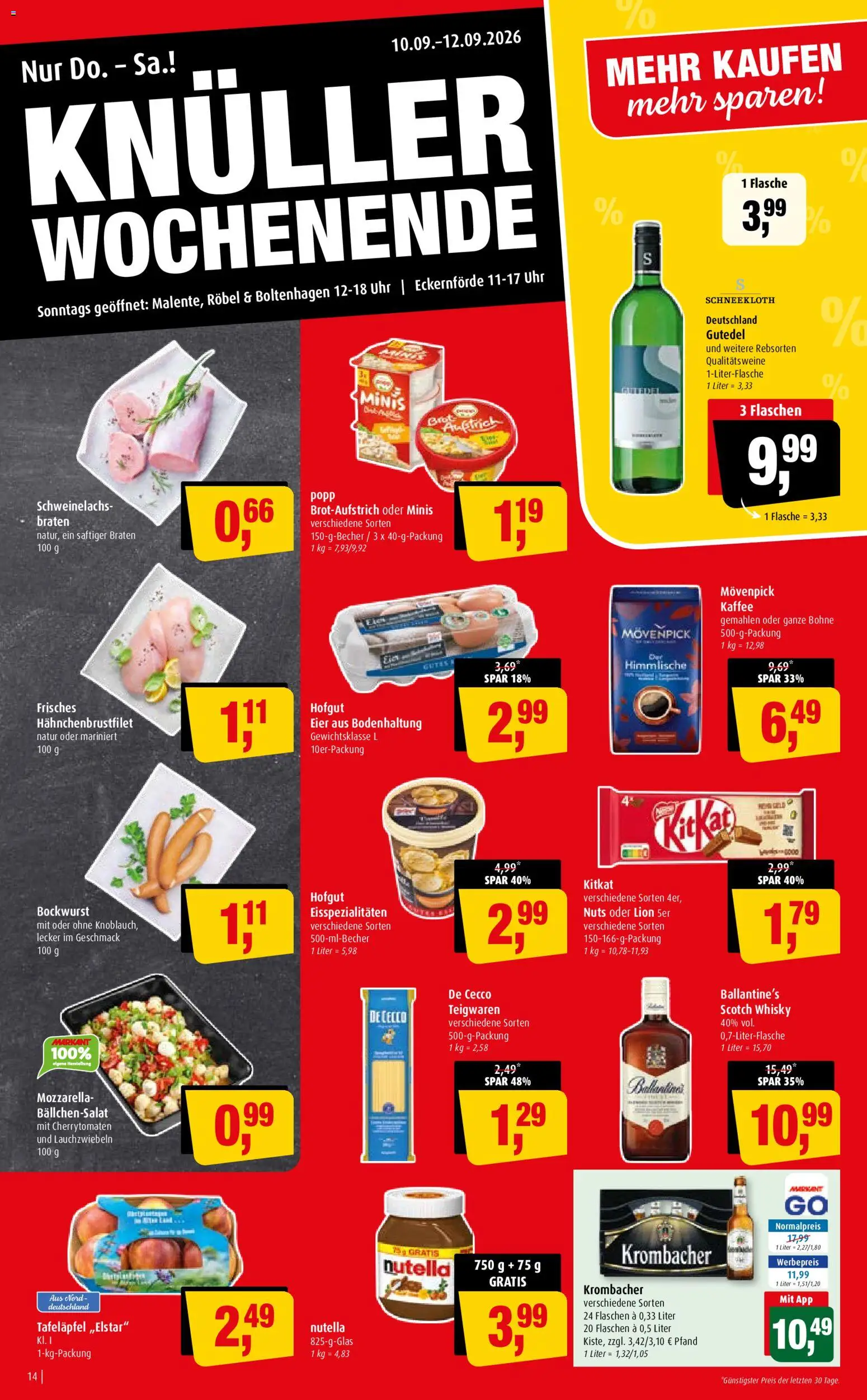 Markant Prospekt – gültig ab 07.09.2026 | Seite: 14 | Produkte: Whisky, Eier, Mozzarella, Nutella