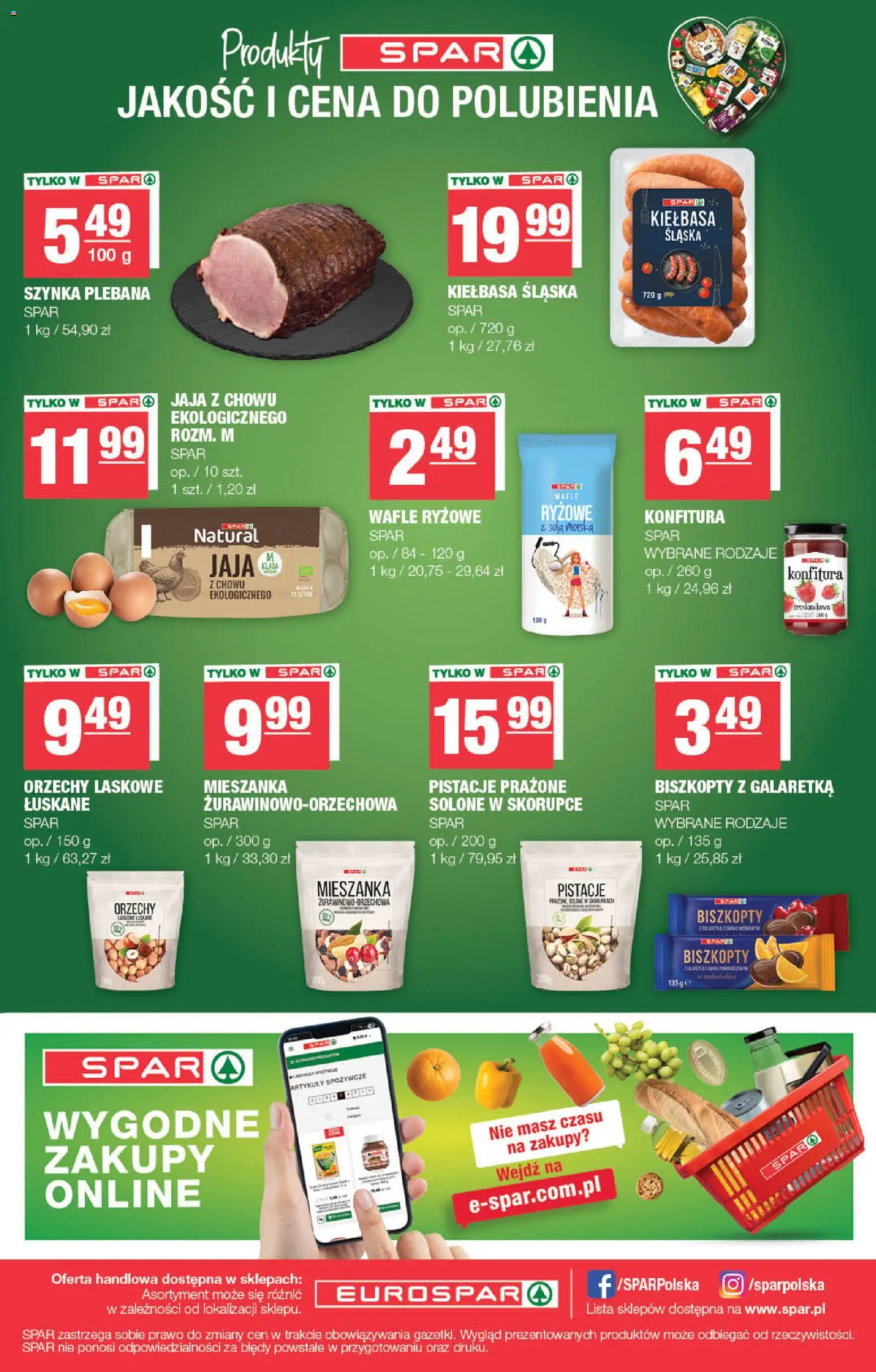 Spar gazetka - Eurospar od 26.08.2026 | Strona: 16 | Produkty: Kiełbasa, Galaretka, Biszkopty, Orzechy laskowe