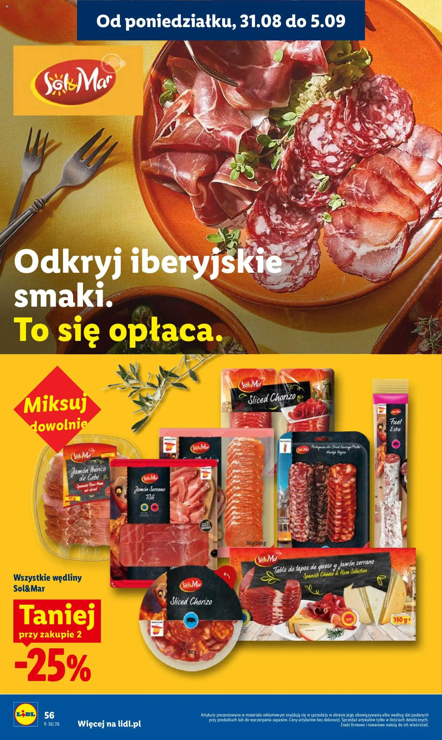 Lidl Polsko leták od 31.08.2026 | Strana: 56 | Produkty: Tapas, Jamon, Fuet, Chorizo