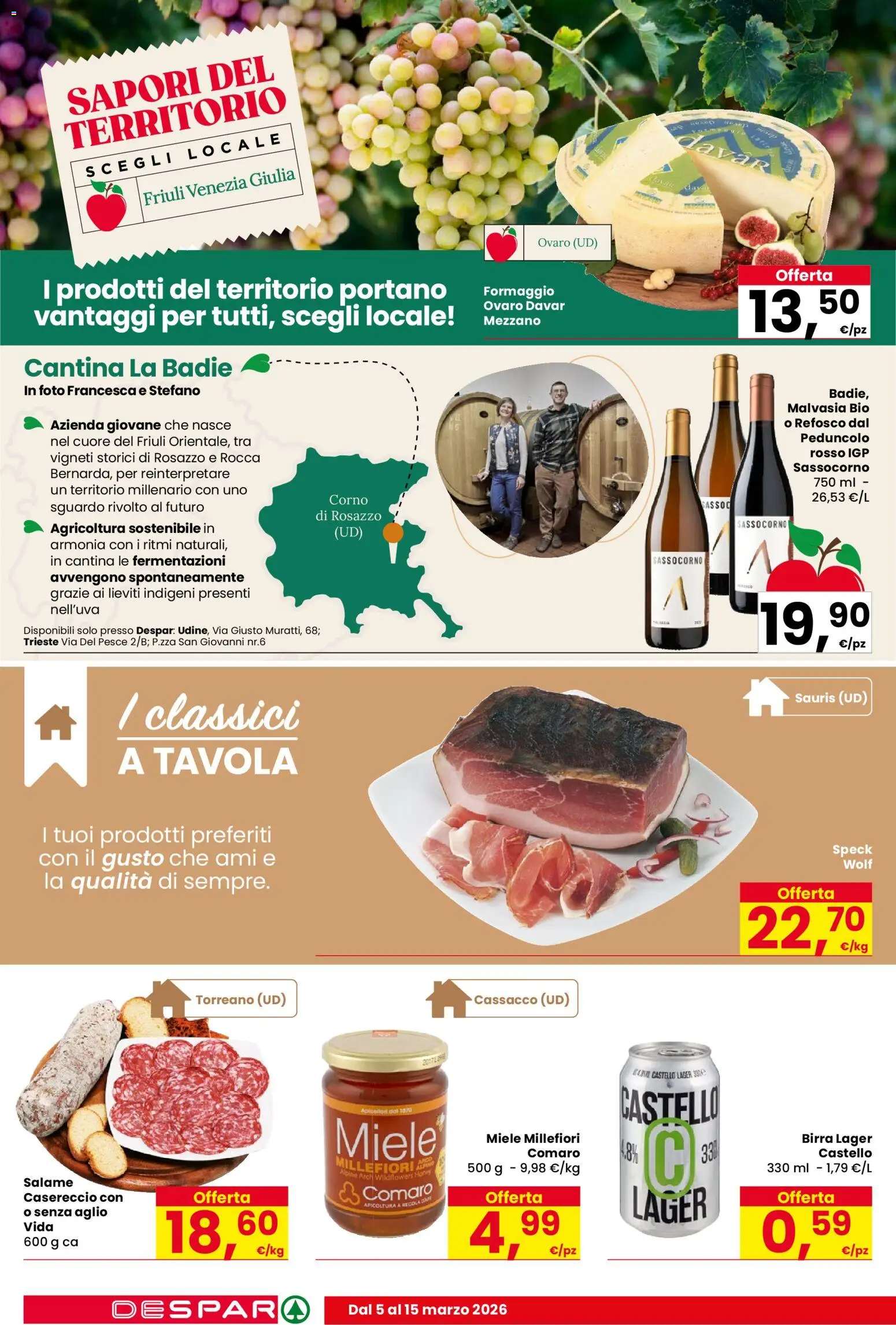 Volantino Despar del 05.03.2026 | Pagina: 8 | Prodotti: Salame, Birra, Formaggio, Aglio