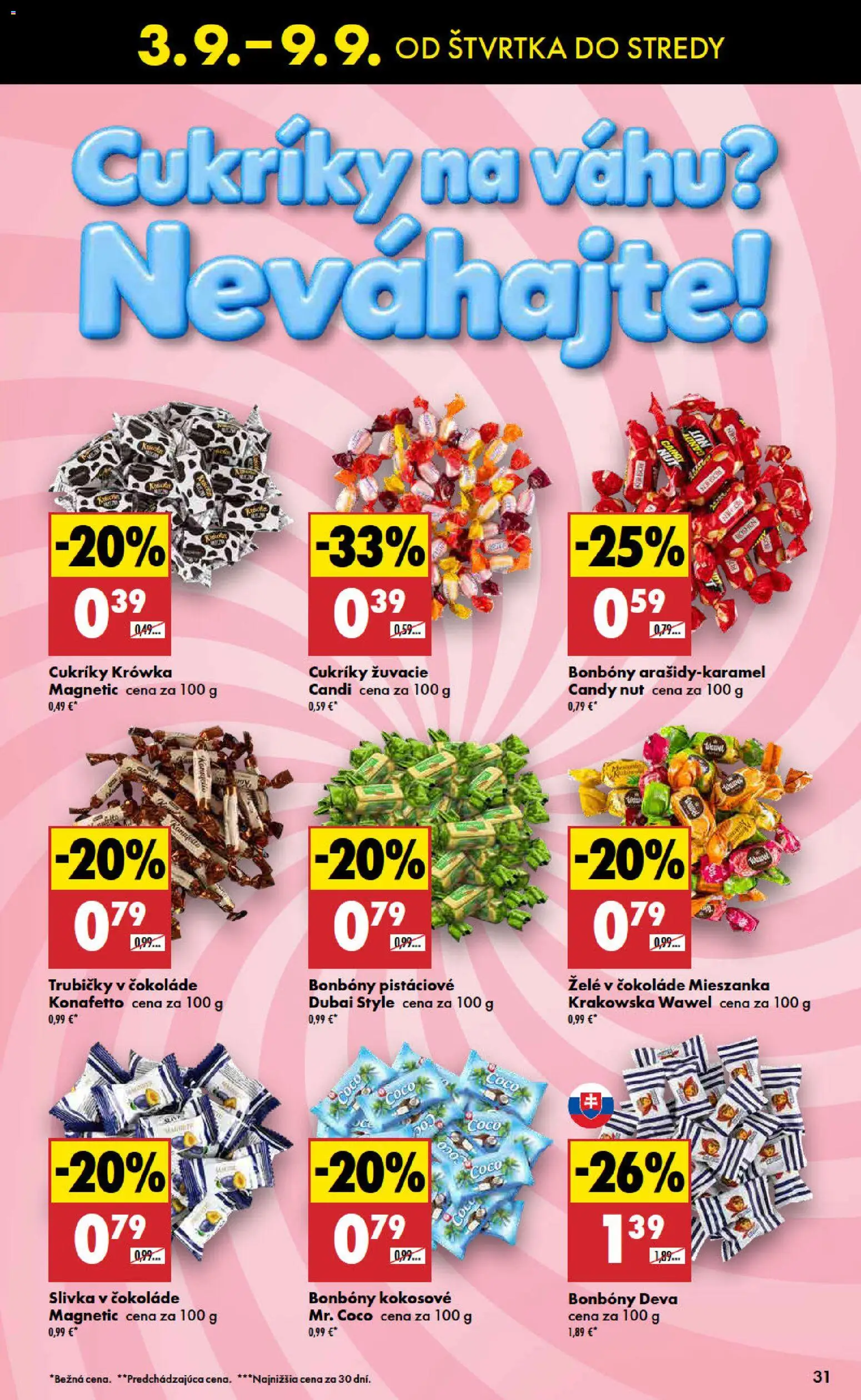 Nové Biedronka akcie – leták je platný od 03.09.2026 | Strana: 31 | Produkty: Cukríky, Trubičky