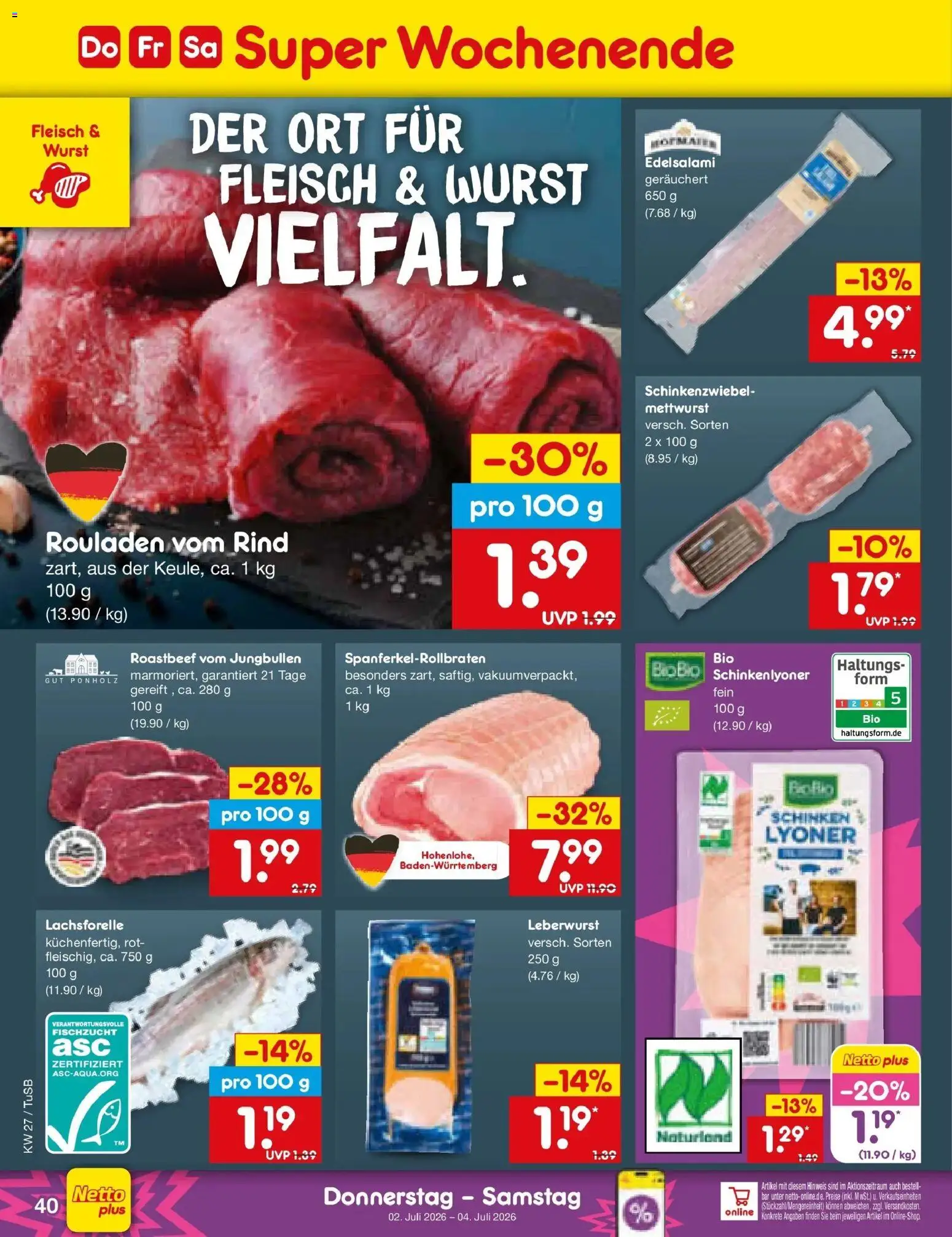 Netto Marken-Discount Prospekt Lahr-Langenwinkel – gültig ab 29.06.2026 | Seite: 58 | Produkte: Roastbeef, Wurst, Schinken, Fleisch