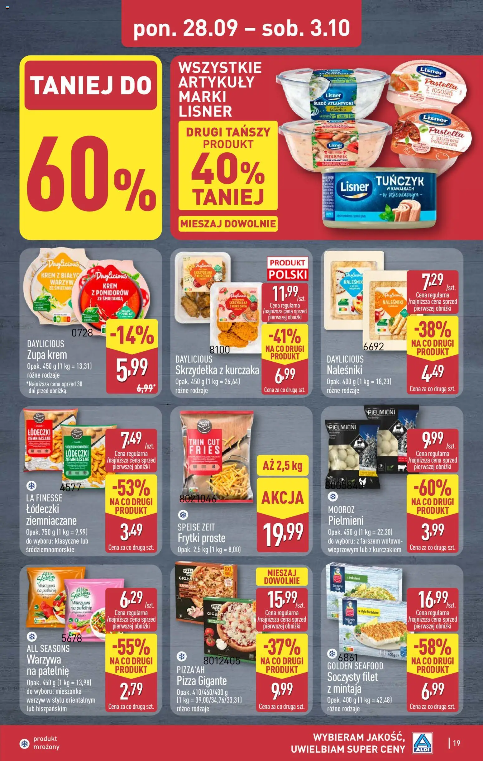 Aldi Polsko leták od 28.09.2026 | Strana: 19 | Produkty: Pizza, Krém, Filet