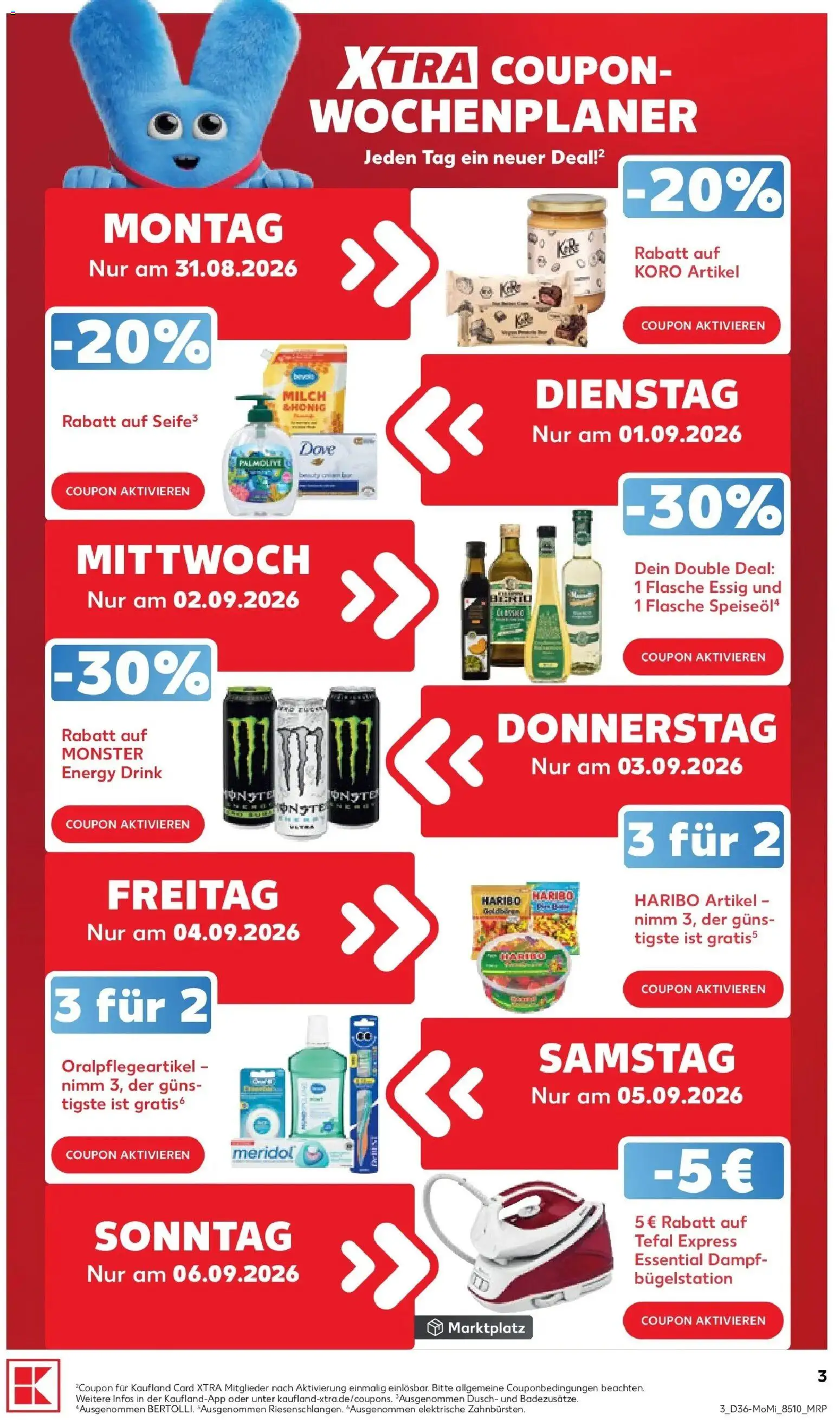 Prospekt Kaufland ab 31.08.2026 » Angebote Online zum Blättern | Seite: 3 | Produkte: Milch, Energy, Essig, Monster