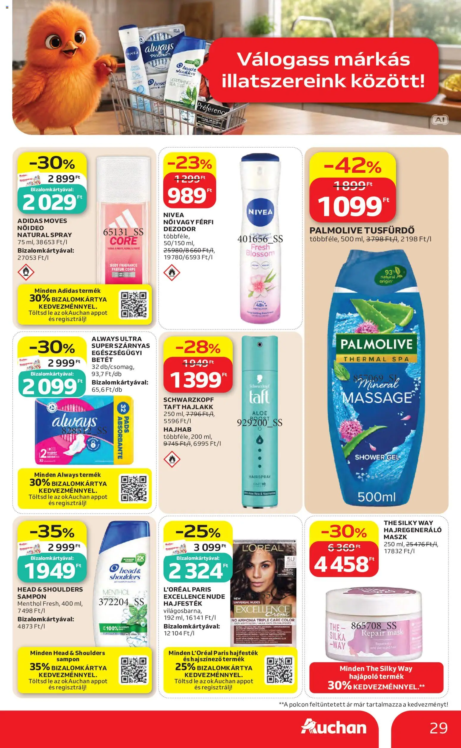 Auchan akciós ujság - amely érvényes a következő dátumtól: 2026.09.10. | Oldal: 29 | Termékek: Body, Taft, Adidas, Dezodor