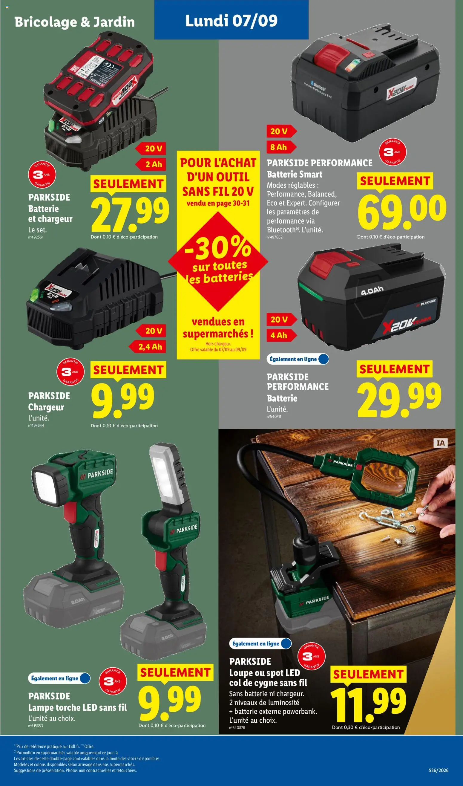 {H1} | Page: 53 | Produits: Parkside, Loupe, Lampe, Lampe torche led