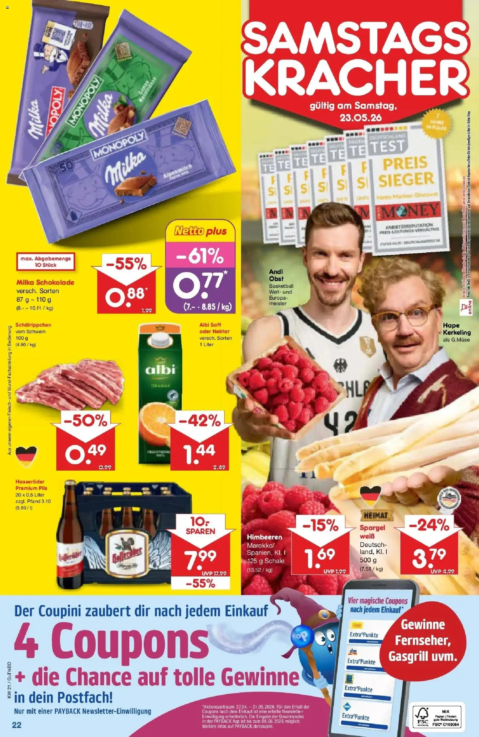 Netto Marken-Discount Prospekt Augustusburg	 – gültig ab 17.05.2026 | Seite: 24 | Produkte: Milka, Obst, Basketball, Fleisch