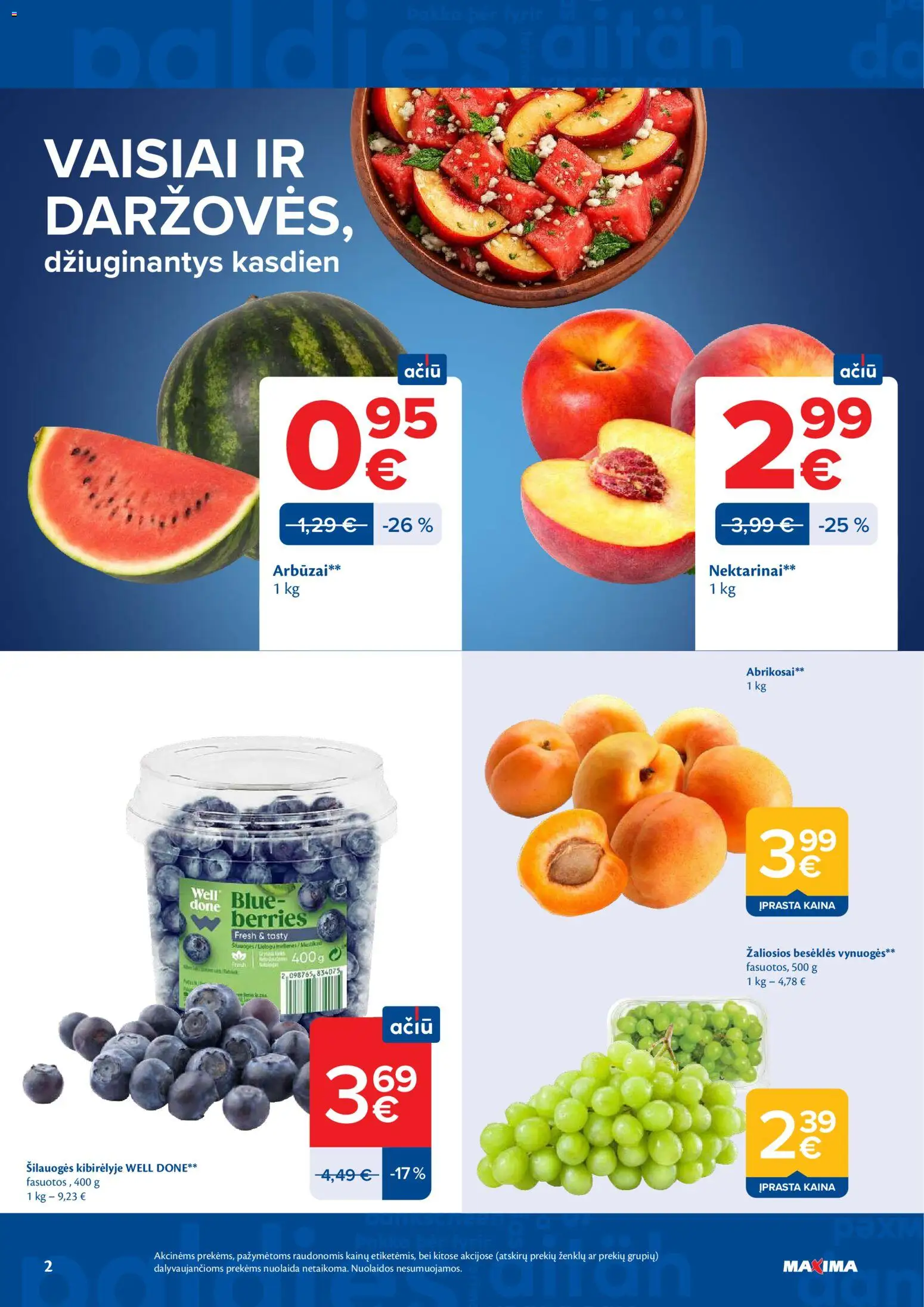 MAXIMA akcijos nuo 16.06.2026 | Puslapis: 2 | Prekių: Šilauogės, Vynuogės