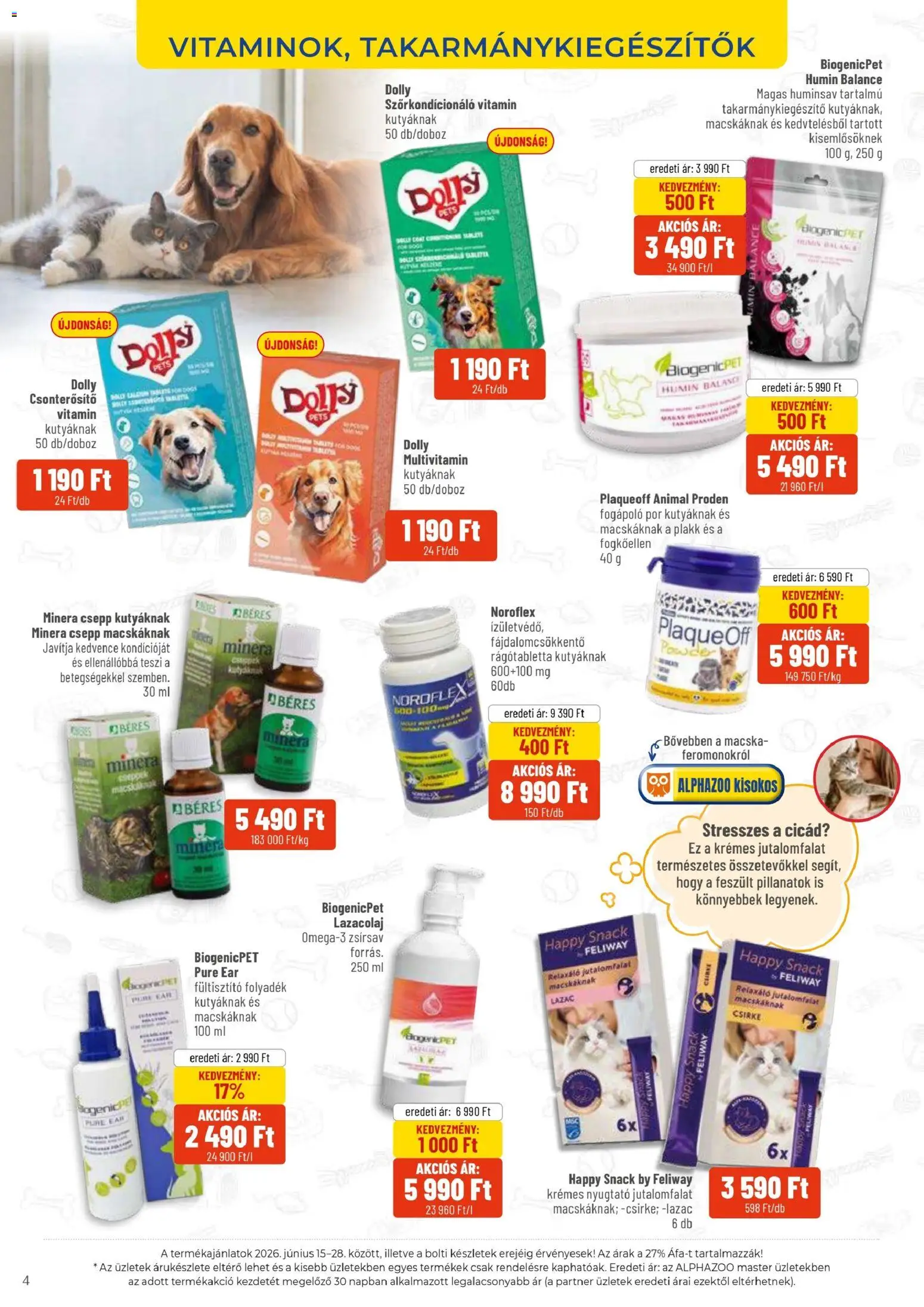 AlphaZoo akciós ujság - amely érvényes a következő dátumtól: 15.06.2026 | Oldal: 4 | Termékek: Fültisztító, Lazac, Multivitamin