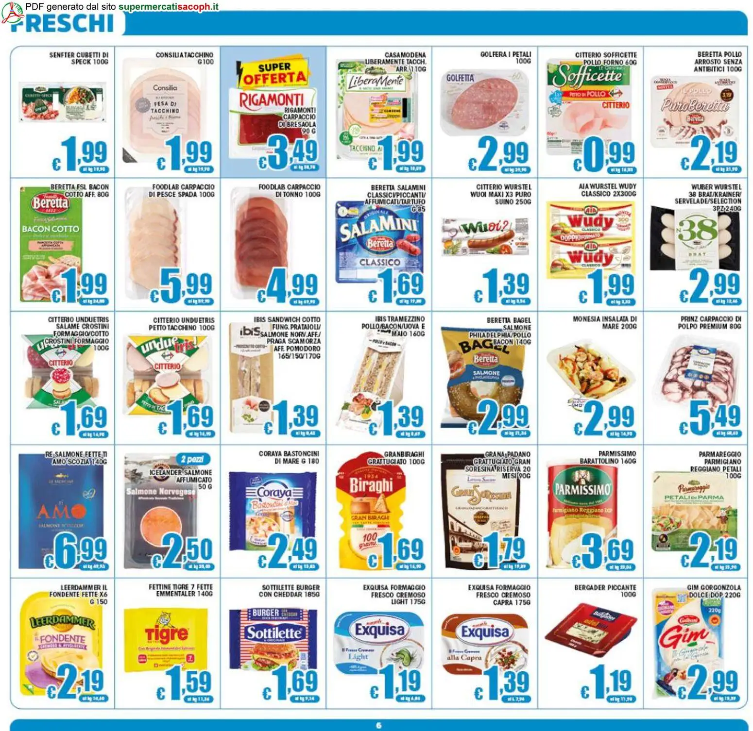 Volantino Sacoph del 10.06.2026 | Pagina: 6 | Prodotti: Insalata, Pomodoro, Grana Padano, Tramezzino
