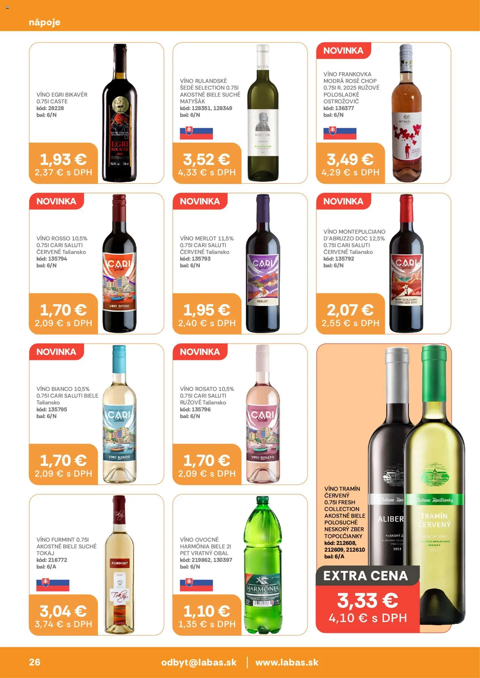 Nové Labaš akcie – leták je platný od 28.08.2026 | Strana: 26 | Produkty: Víno, Nápoje, Rúžové víno