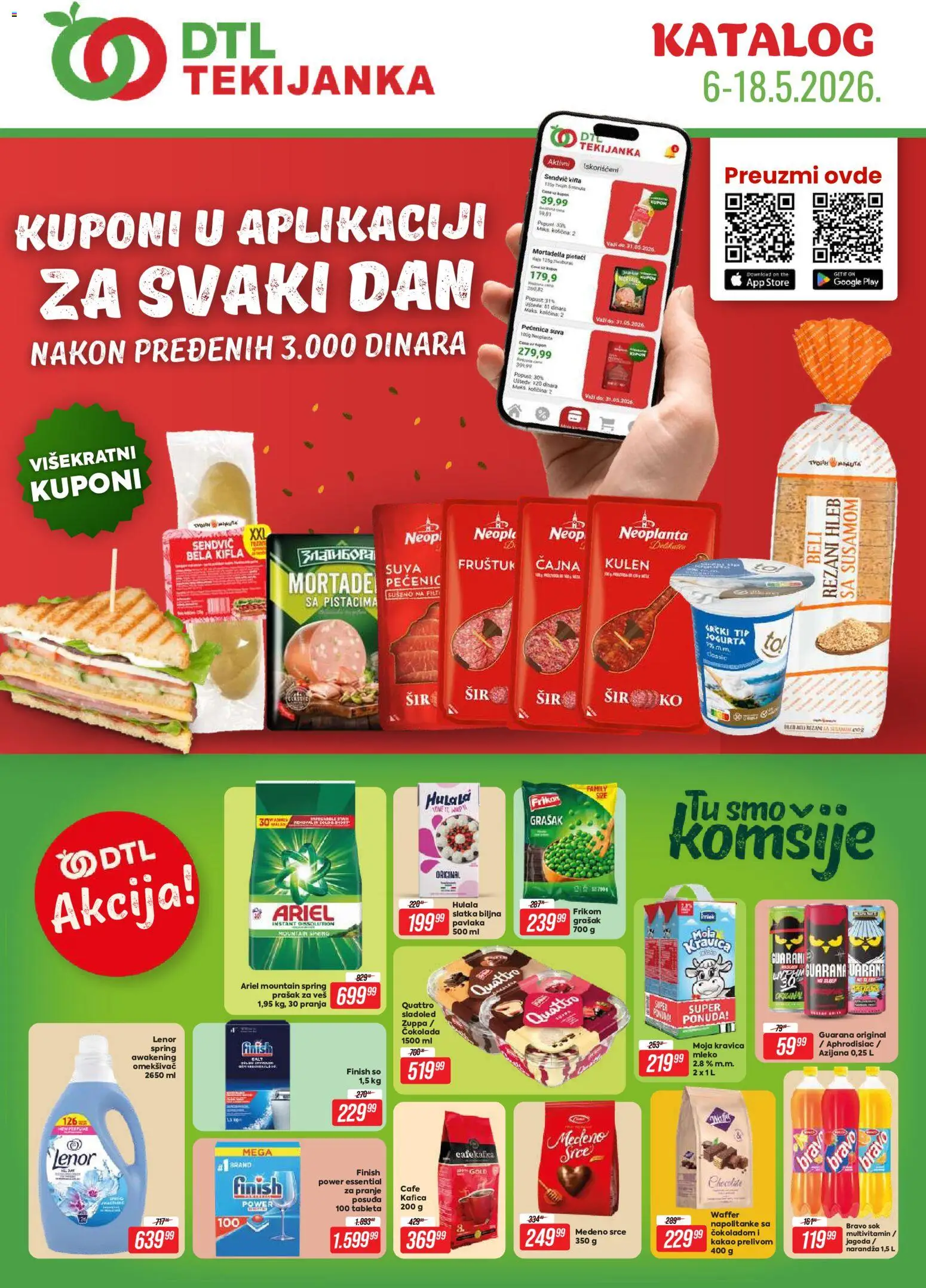 Tekijanka katalog - važi od 06.05.2026 | Strana: 1 | Proizvode: Rezani hleb, Grašak, Mleko, Napolitanke