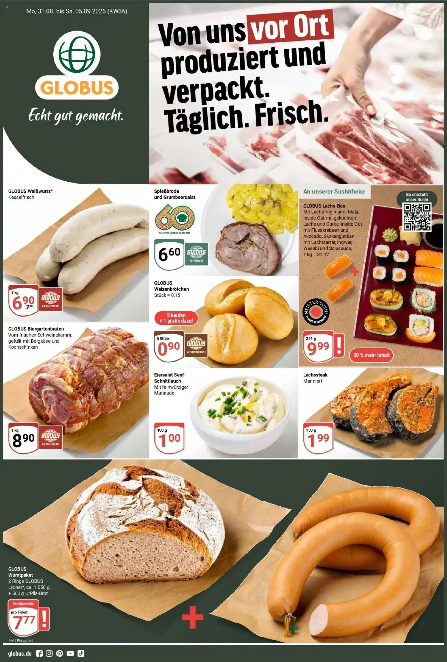 Globus Prospekt Saarbrücken-Dudweiler (ab 31.08.2026) » Angebote online | Seite: 1 | Produkte: Lachs