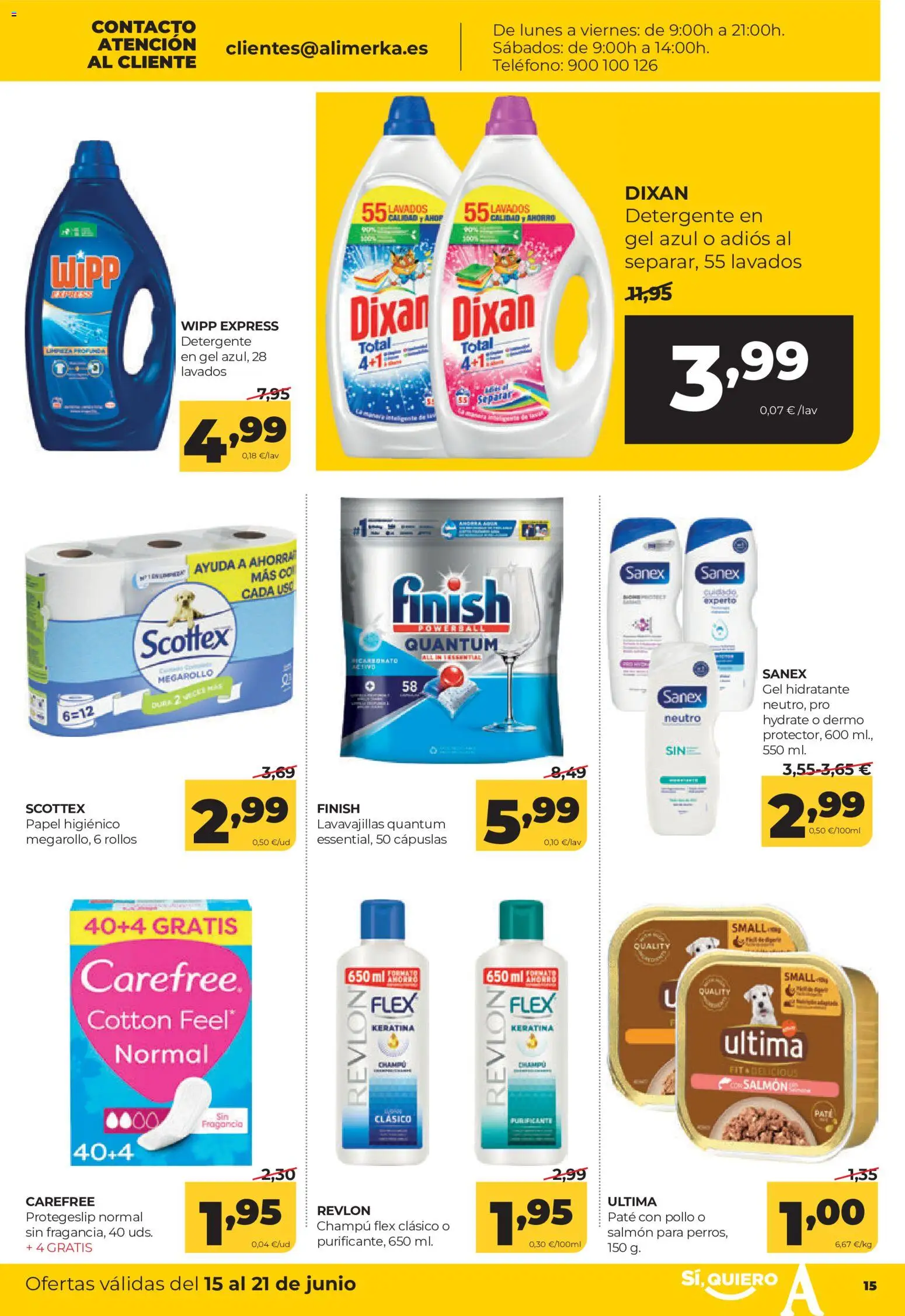 Alimerka folleto Castilla y León │ válido desde el 15.06.2026 | Página: 15 | Productos: Champú, Detergente, Paté, Teléfono