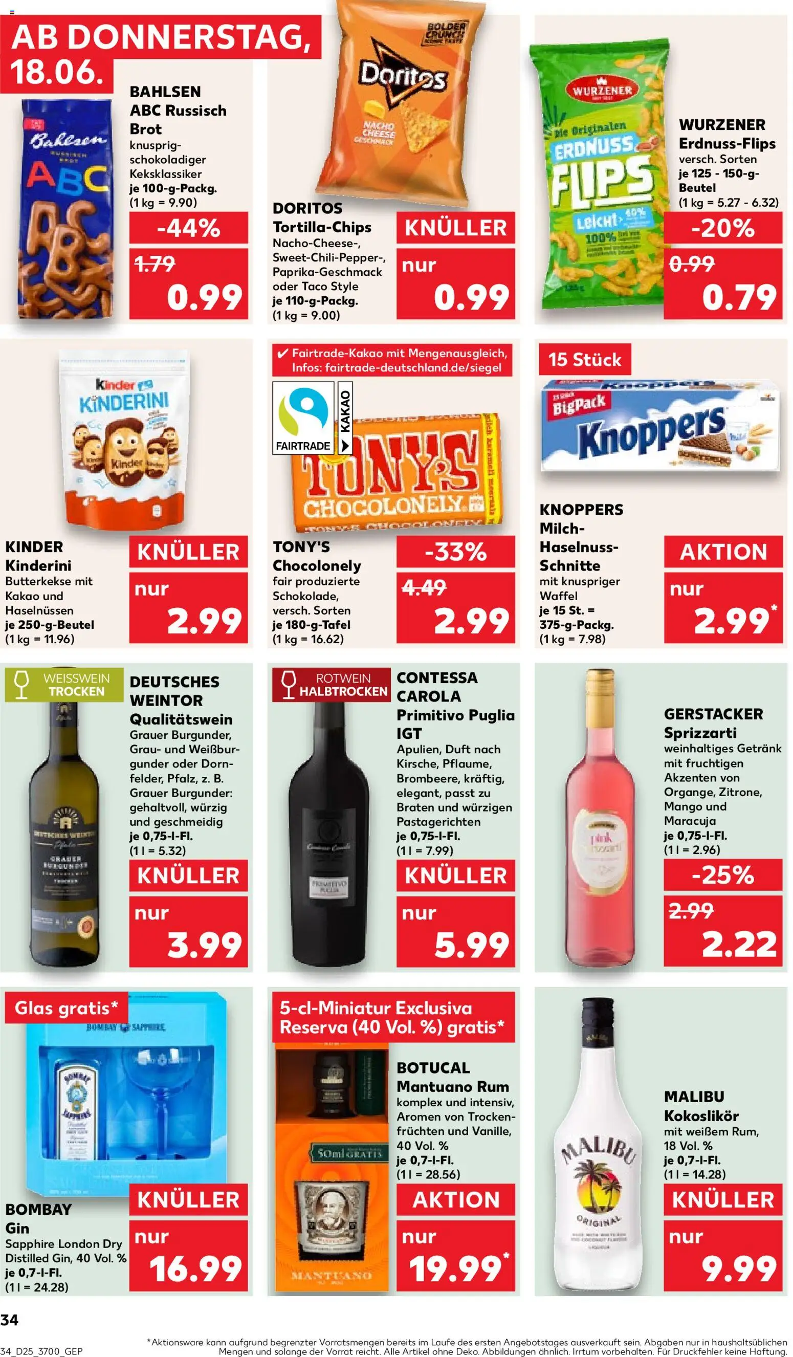 Kaufland Prospekt Rostock – gültig ab 18.06.2026 | Seite: 34 | Produkte: Milch, Mango, Gin, Chips