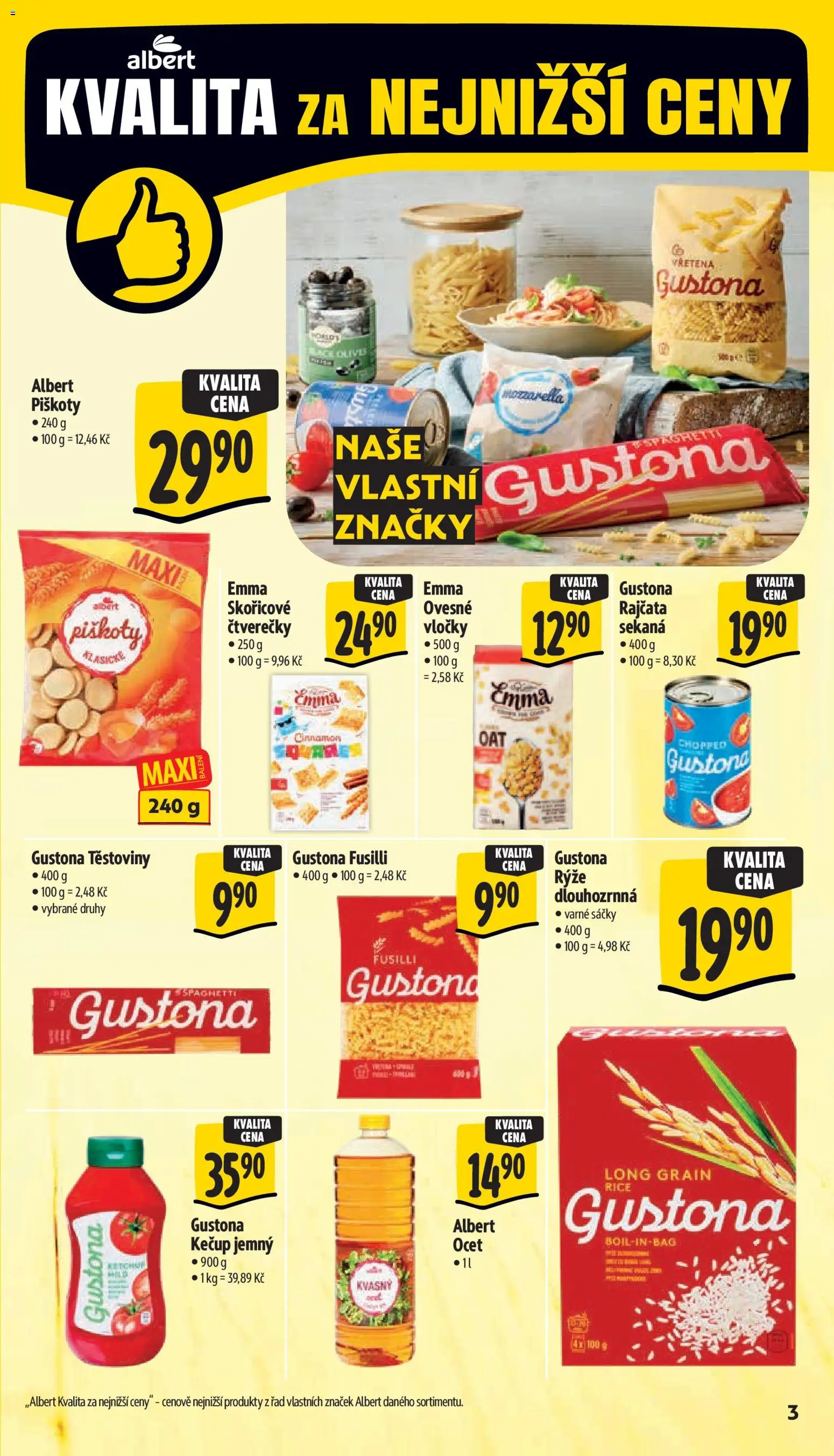 Albert leták - Supermarket od 01.07.2026 | Strana: 8 | Produkty: Ocet, Rajčata, Rýže, Ovesné vločky
