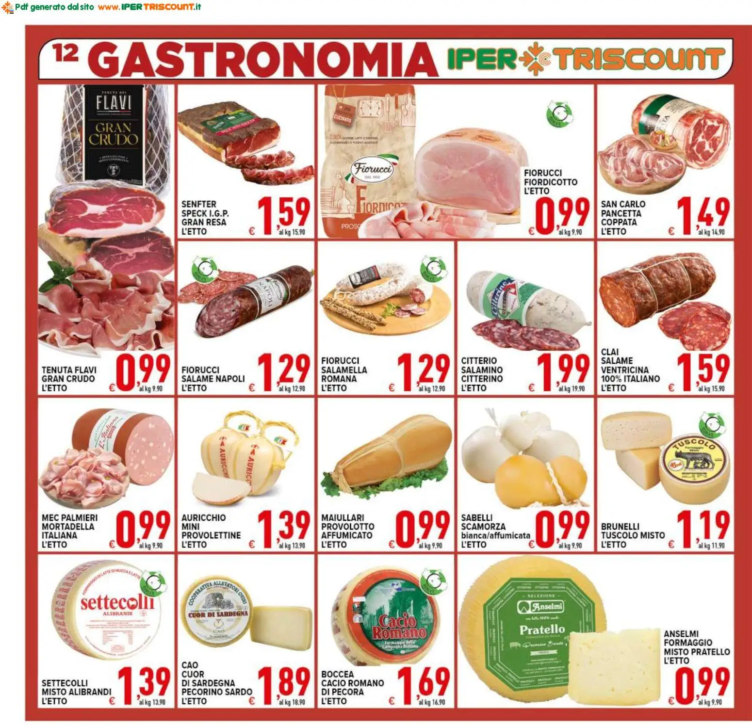 Volantino Ipertriscount del 21/08/2026 | Pagina: 12 | Prodotti: Speck, Pancetta, Formaggio, Mortadella