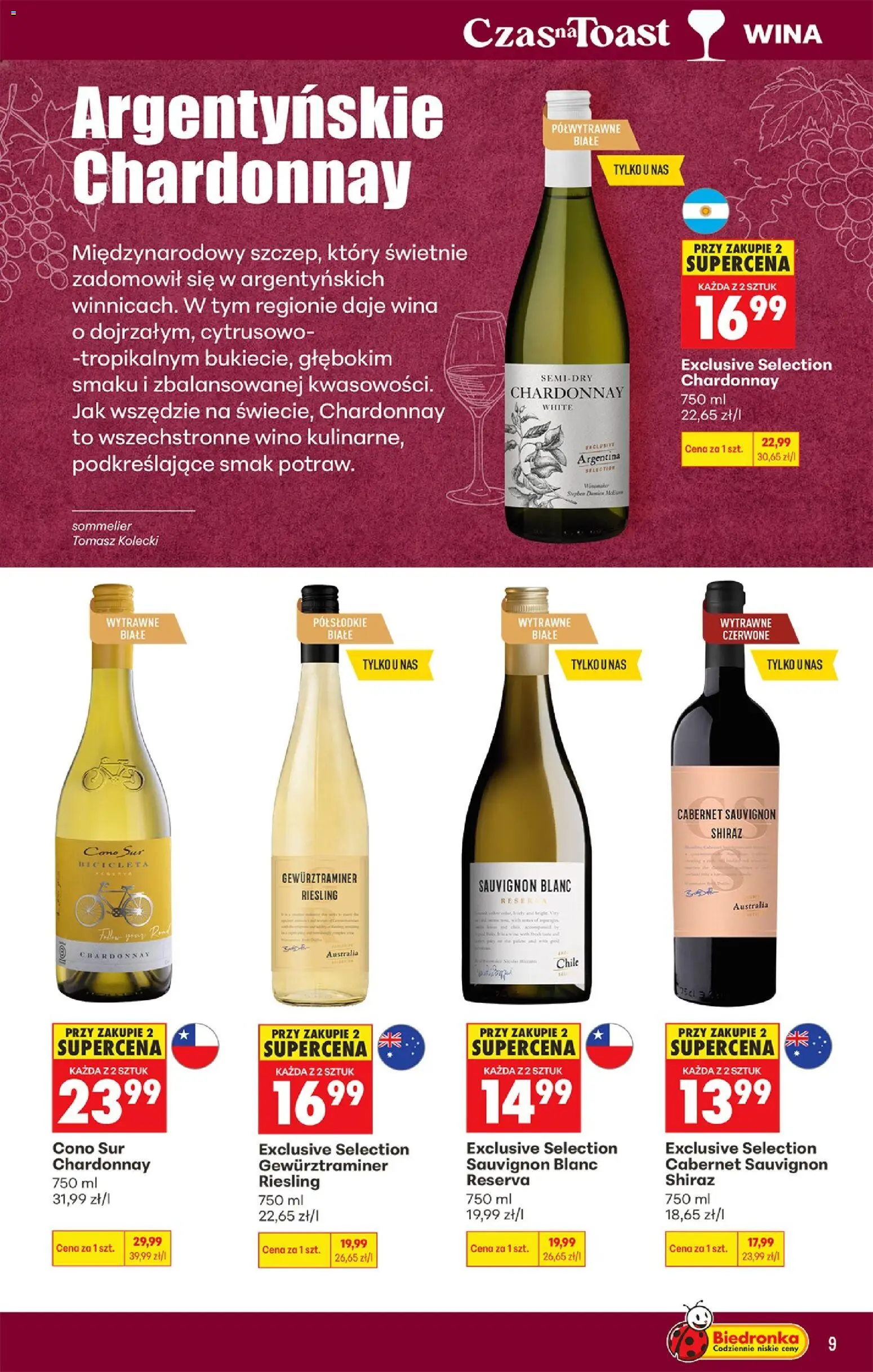 Biedronka gazetka - Czas na toast od 21.09.2026 | Strona: 11 | Produkty: Riesling, Chardonnay, Wino, Sauvignon Blanc