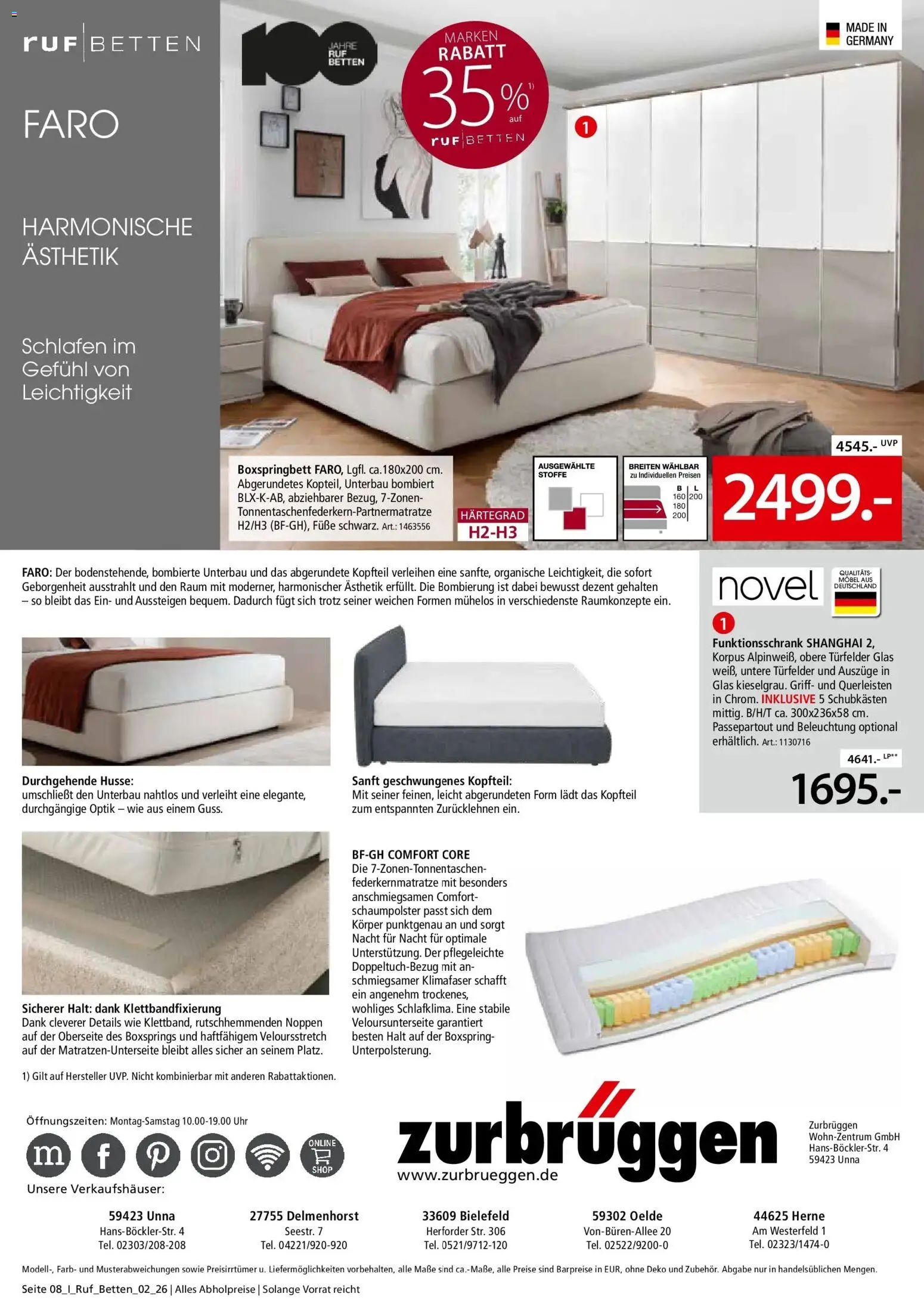 Zurbrüggen ruf Better Spezial Unna – gültig ab 01.08.2026 | Seite: 8 | Produkte: Boxspringbett, Uhr