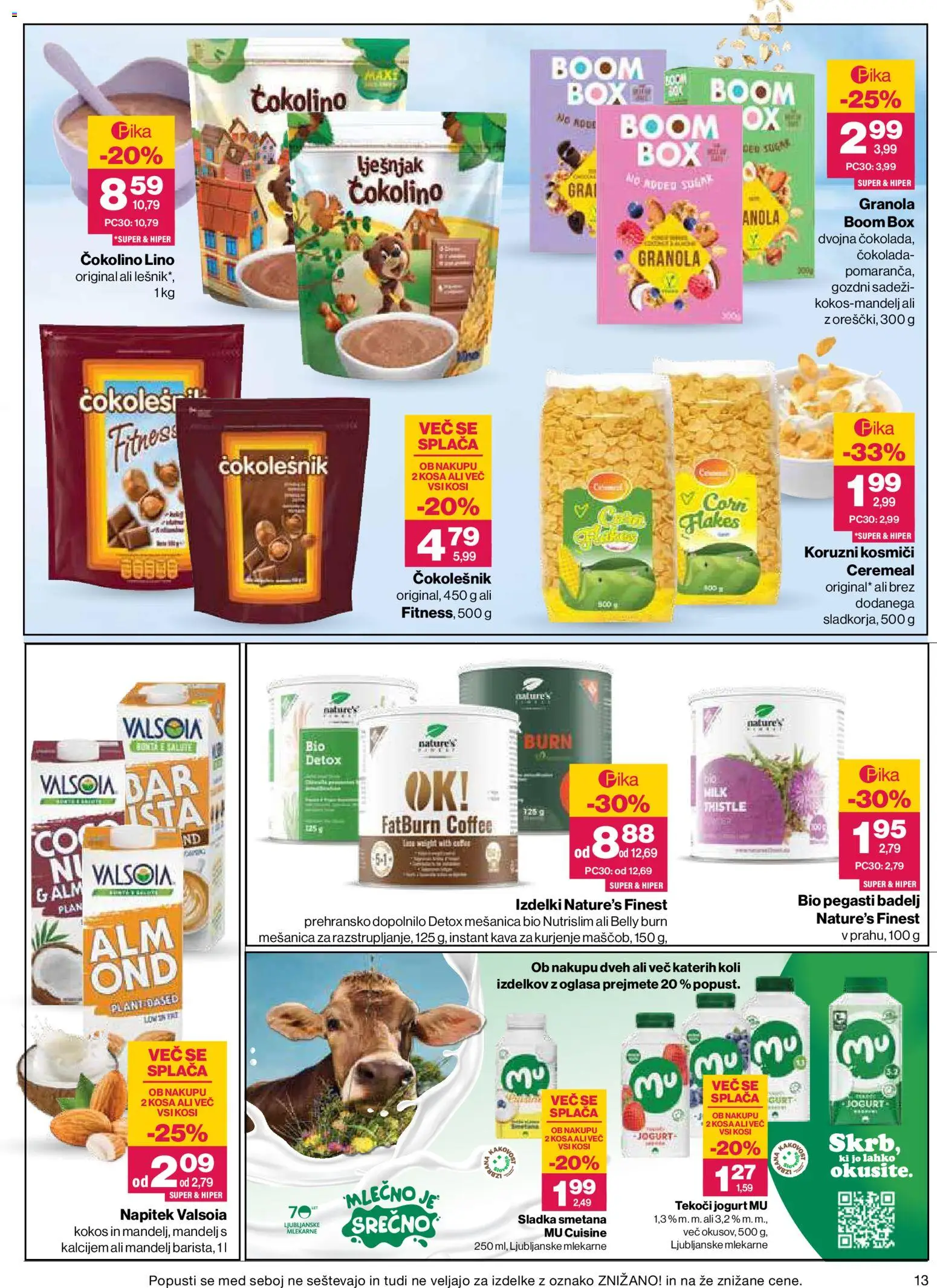 Novi Mercator katalog ponudbe – veljaven od 13.08.2026 | Stran: 13 | Izdelki: Čokolino, Kava, Smetana, Koruzni kosmiči