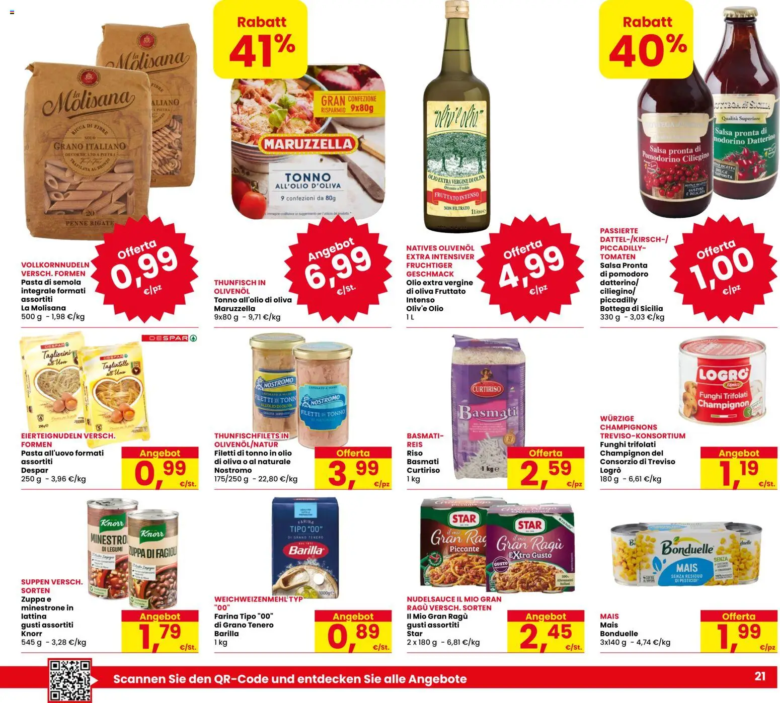 Volantino Eurospar del 17/09/2026 | Pagina: 21 | Prodotti: Legumi, Pasta di semola, Ragú, Farina tipo 00