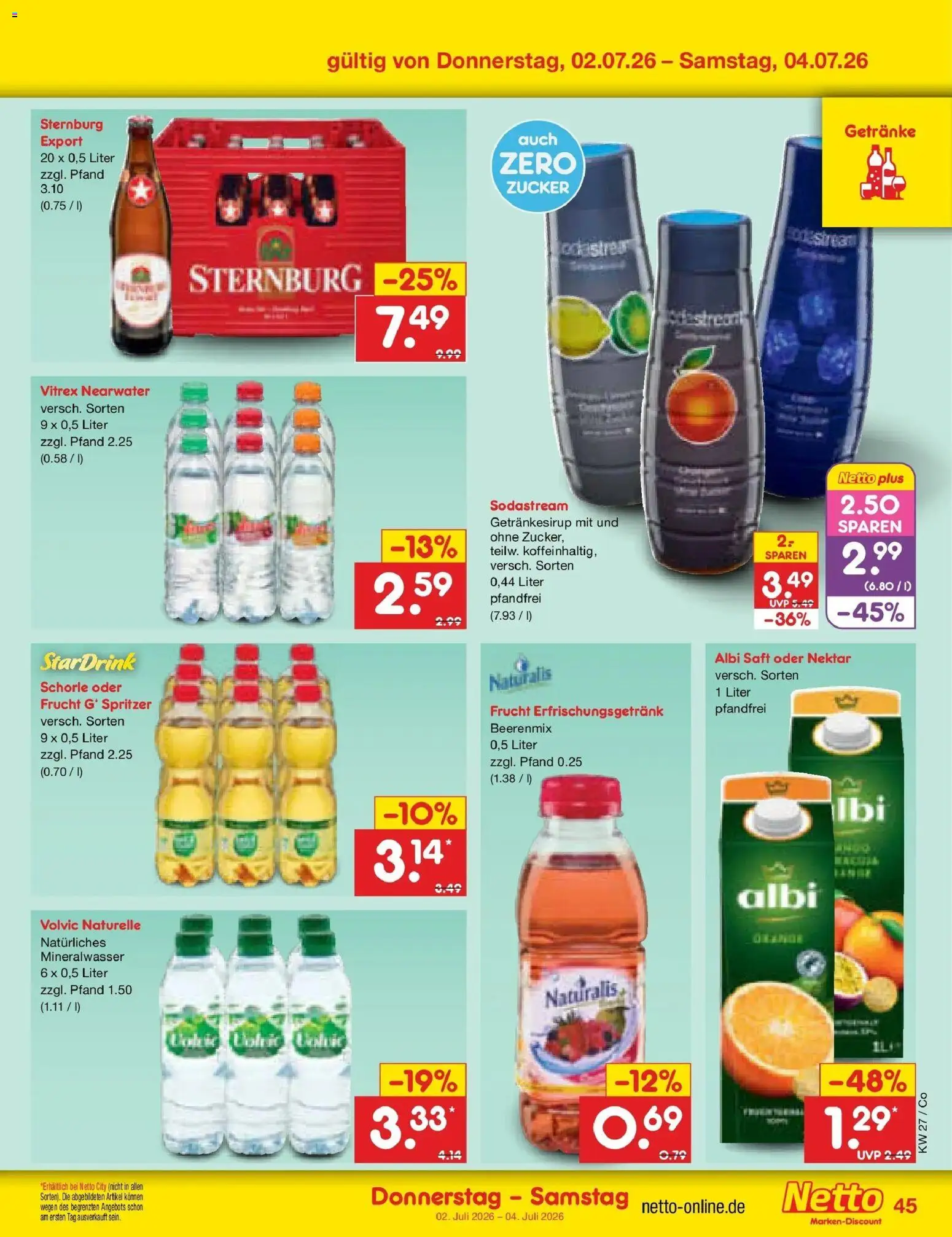 Netto Marken-Discount Prospekt Bitterfeld-Wolfen – gültig ab 29.06.2026 | Seite: 65 | Produkte: Mineralwasser, Zucker, Saft, Sodastream