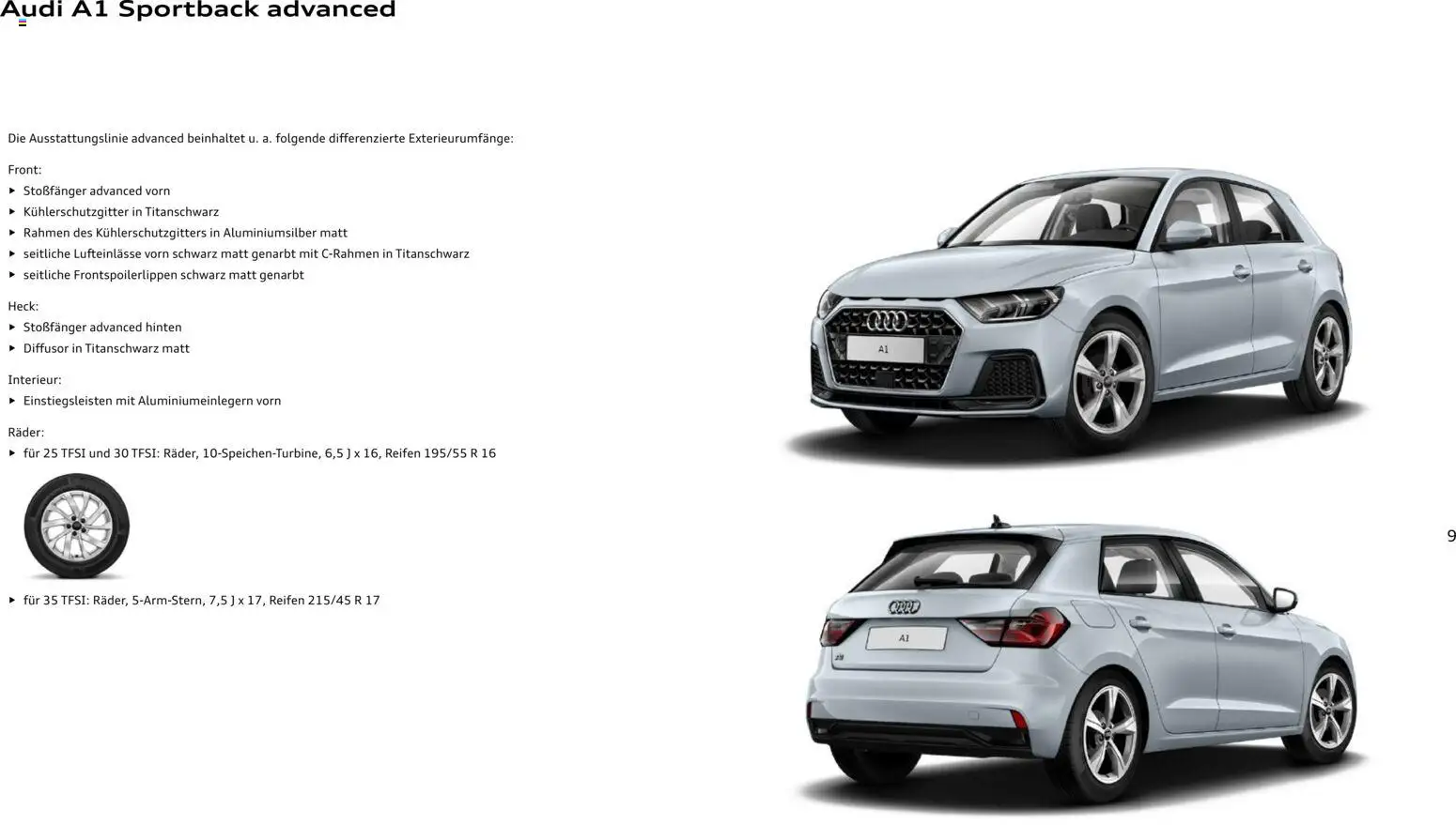 Audi A1 Sportback / A1 allstreet – gültig ab 28.10.2025 | Seite: 9
