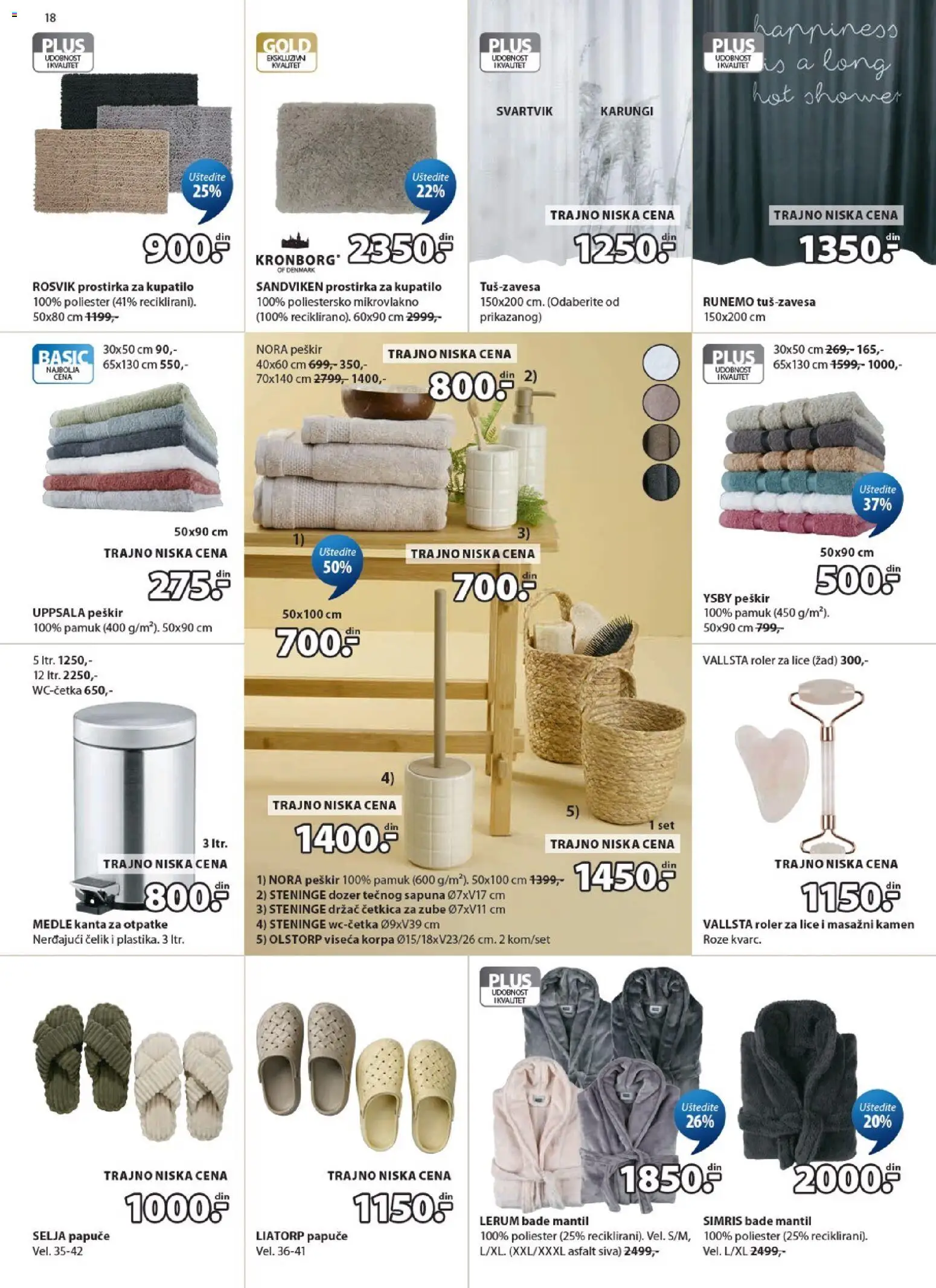 Jysk katalog - važi od 06.05.2026 | Strana: 18 | Proizvode: Papuče, Korpa, Peškir, Bade mantil