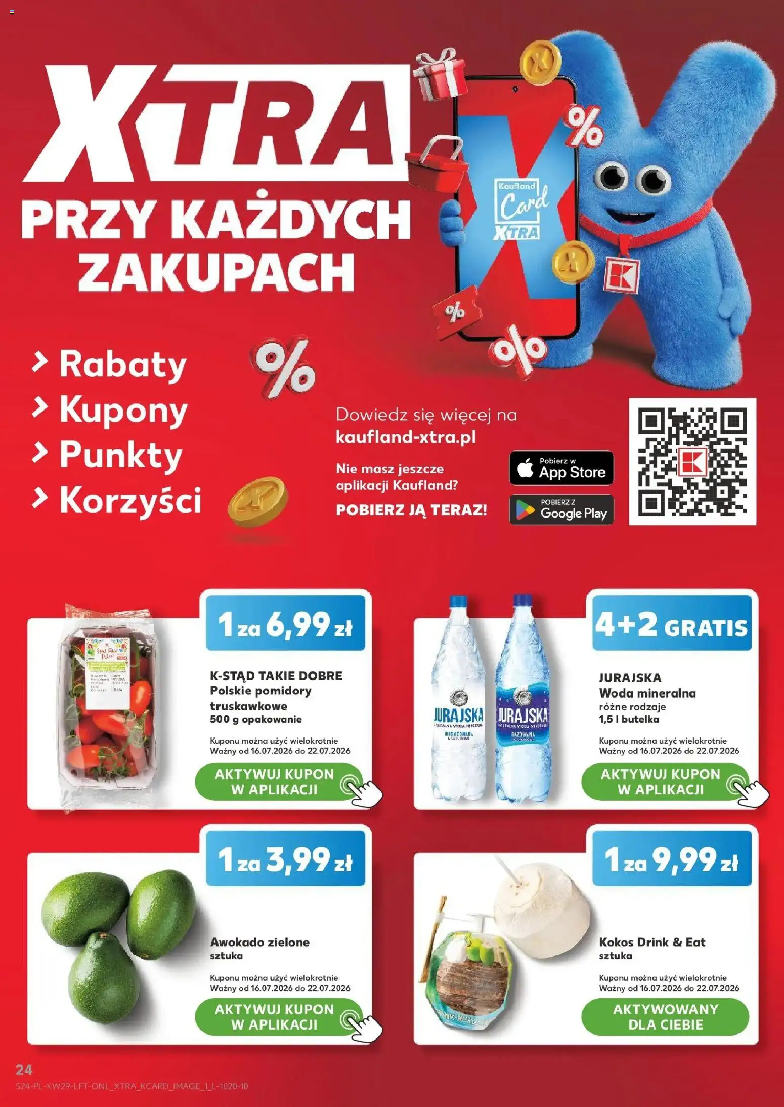 Kaufland gazetka od 16.07.2026 | Strona: 24 | Produkty: Woda mineralna, Pomidory, Awokado, Woda