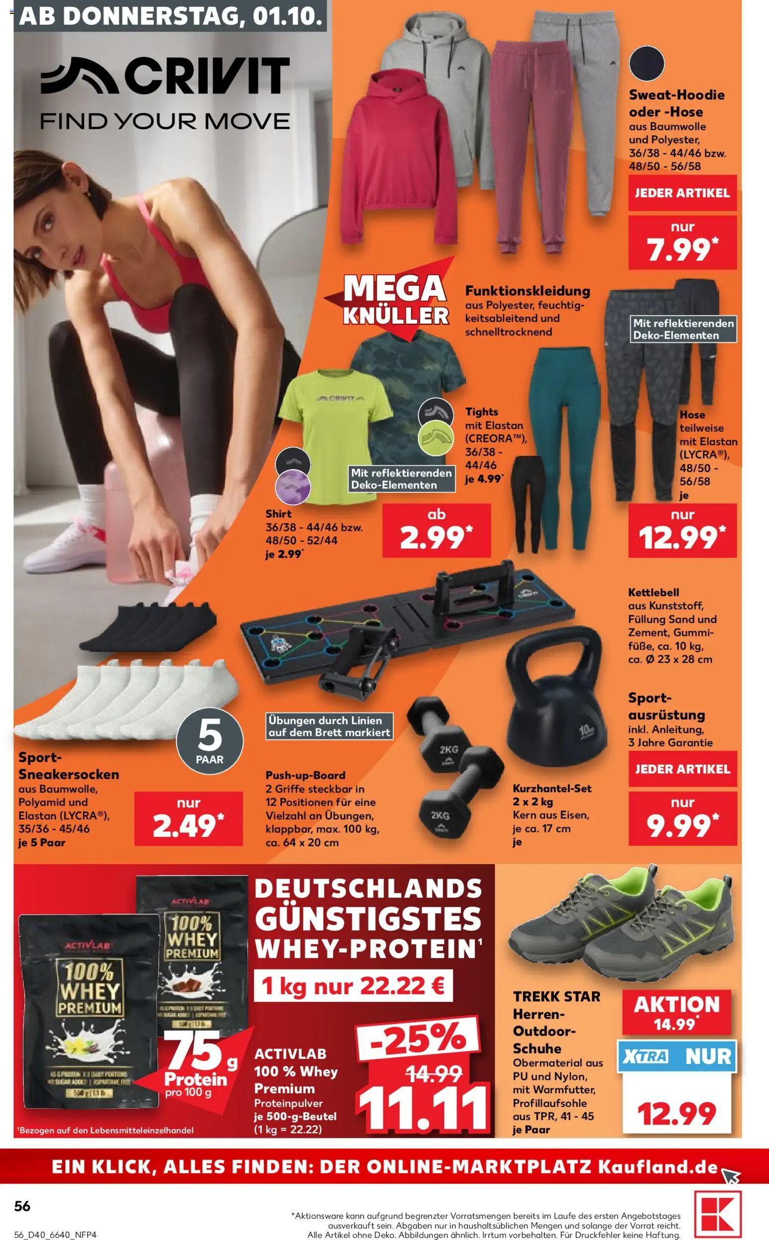 Kaufland Německo leták od 01.10.2026 | Strana: 56 | Produkty: Kettlebell, Protein