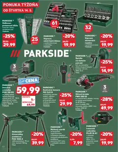 Kaufland leták platný od 14.05.2026 | Strana: 62 | Produkty: Laser, Zváračka, Uhlová brúska, Parkside