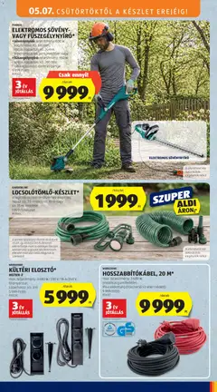ELEKTROMOS SÖVÉNY- VAGY FŰSZEGÉLYNYÍRÓ*, sövénynyíró: teljesítmény: 600 W, vágáshossz: kb. 610 mm, vágási kapacitás: kb. 24 mm, elektronikus fék, pengevédővel vagy • fűszegélynyíró: teljesítmény: 550 W, vágási kapacitás: kb. 260 mm, két vágási mód: damil és penge - amely érvényes a következő dátumtól: 07.05.2026 | Oldal: 31 | Termékek: Fűszegélynyíró, Dekoráció
