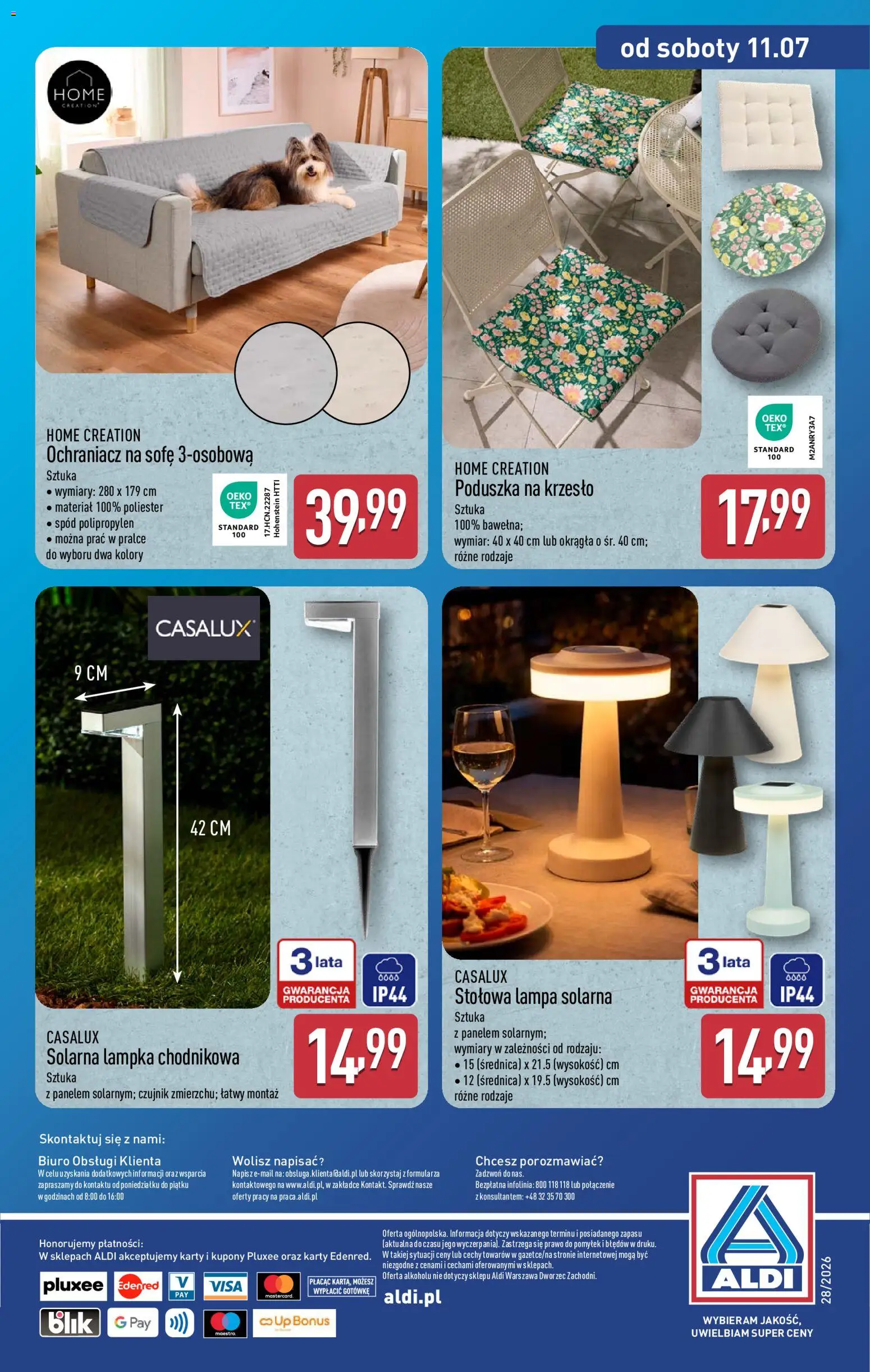 Aldi gazetka - Hity od Środy i od Soboty od 08.07.2026 | Strona: 16 | Produkty: Lampa solarna, Poduszka, Krzesło, Lampa