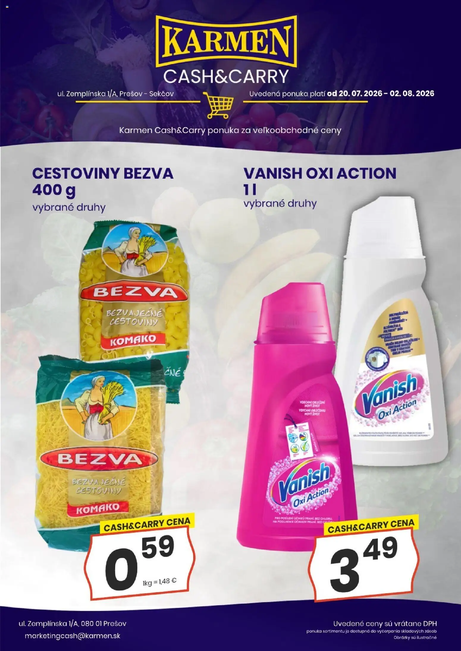 Nové KARMEN CBA akcie – leták je platný od 20.07.2026 | Strana: 6 | Produkty: Cestoviny, Vanish
