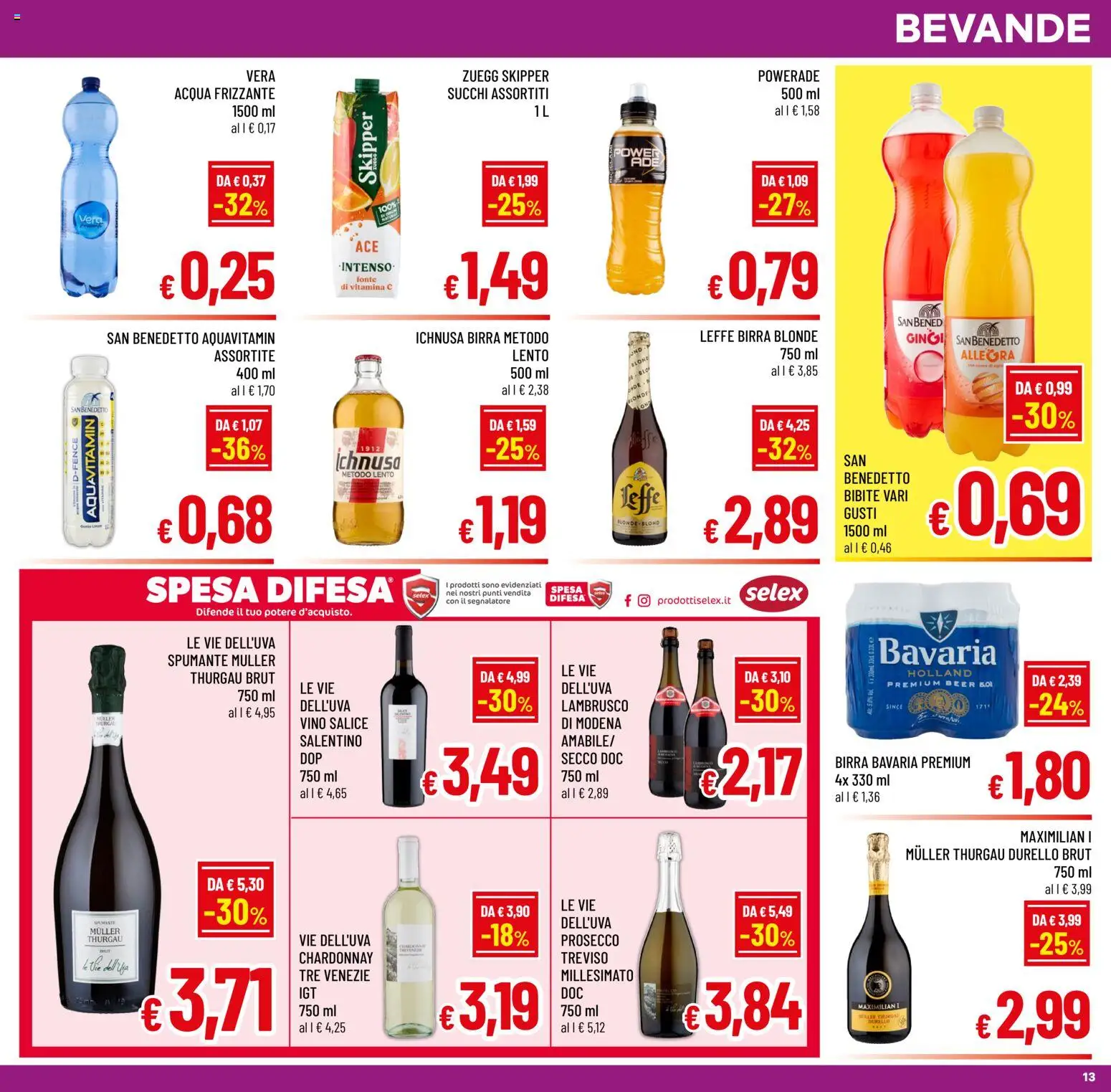 Volantino A&O del 10.06.2026 | Pagina: 13 | Prodotti: Acqua, Vino, Spumante, Bibite