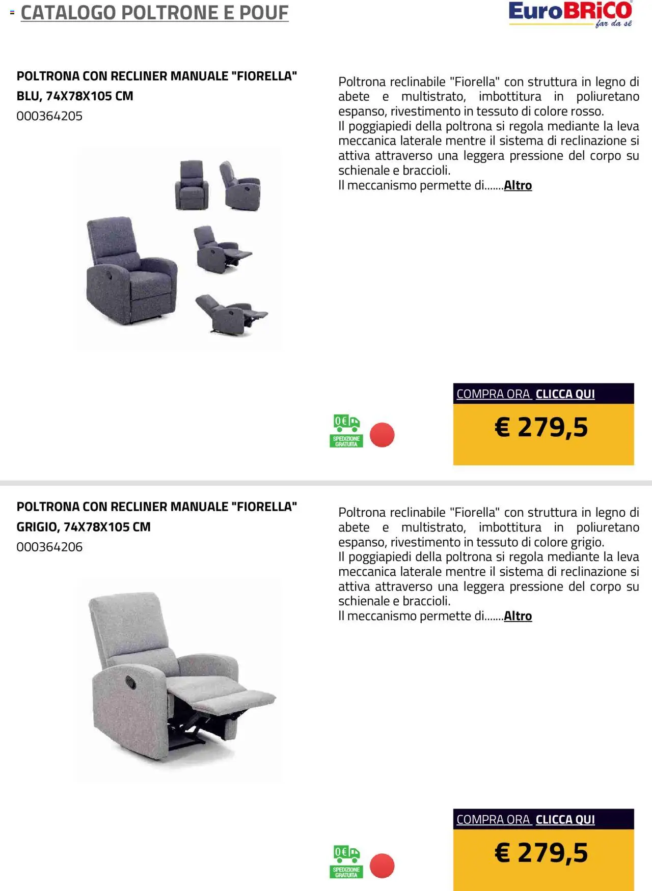 Volantino Eurobrico del 23.07.2025 | Pagina: 3 | Prodotti: Poggiapiedi, Poltrona
