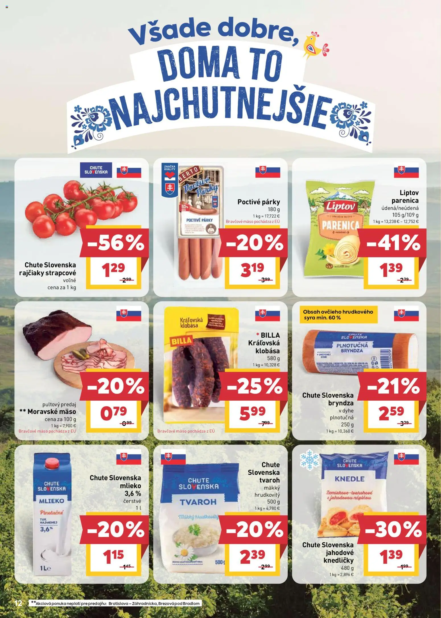 Nové Billa akcie – leták je platný od 10.06.2026 | Strana: 14 | Produkty: Mlieko, Klobása, Bryndza, Tvaroh