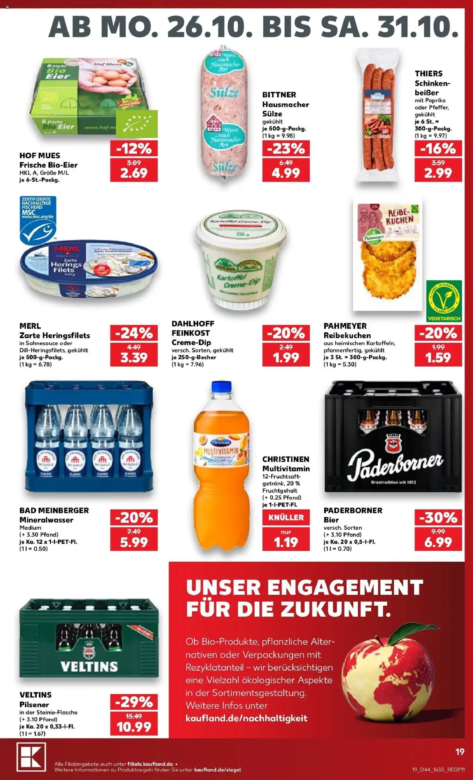 Prospekt Kaufland ab 26.10.2026 » Angebote Online zum Blättern | Seite: 23 | Produkte: Bier, Mineralwasser, Paprika, Schinken