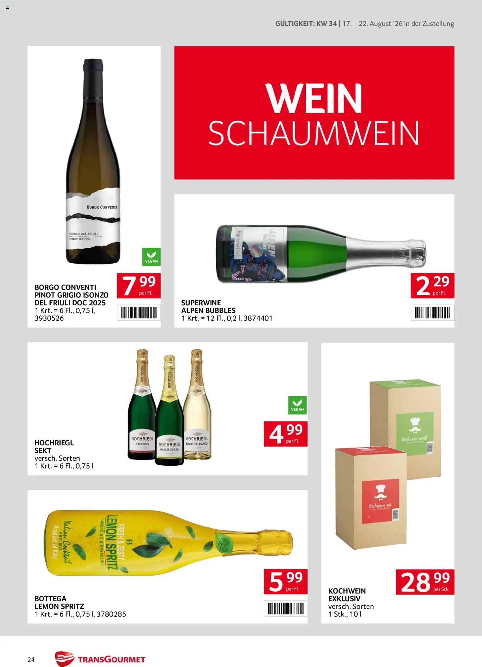 Transgourmet Zustellaktion gültig ab 17.08.2026 | Seite: 24 | Produkte: Wein