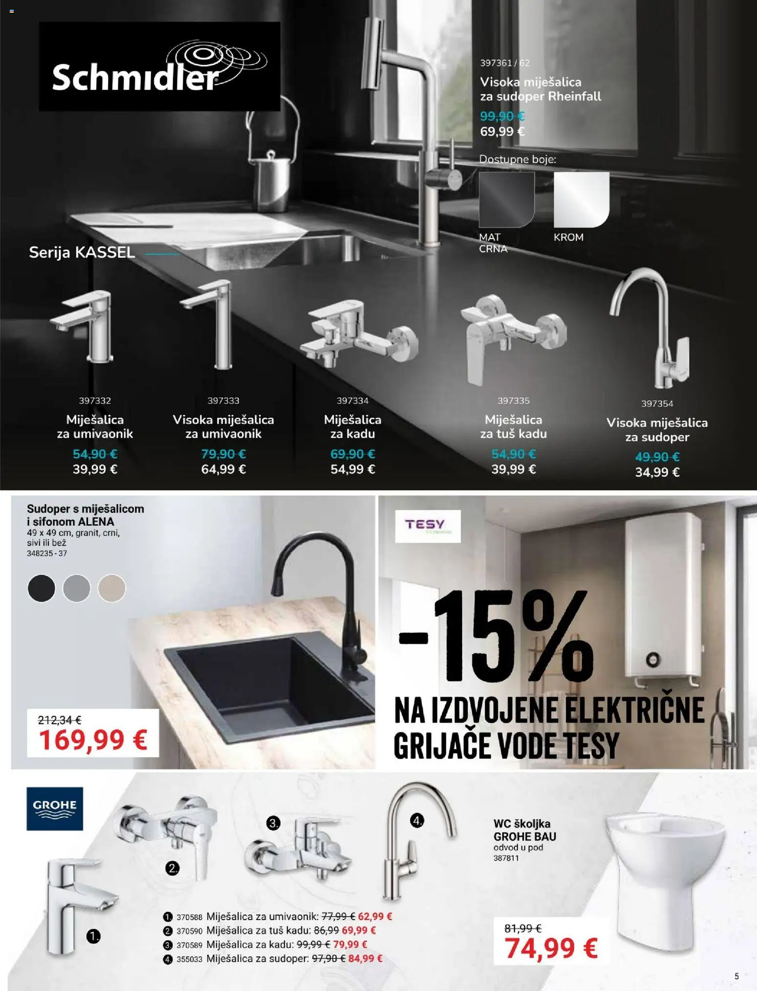 Pevex katalog | vrijedi od 28.05.2026 | Stranica: 5 | Proizvodi: Umivaonik, Tuš, Wc školjka